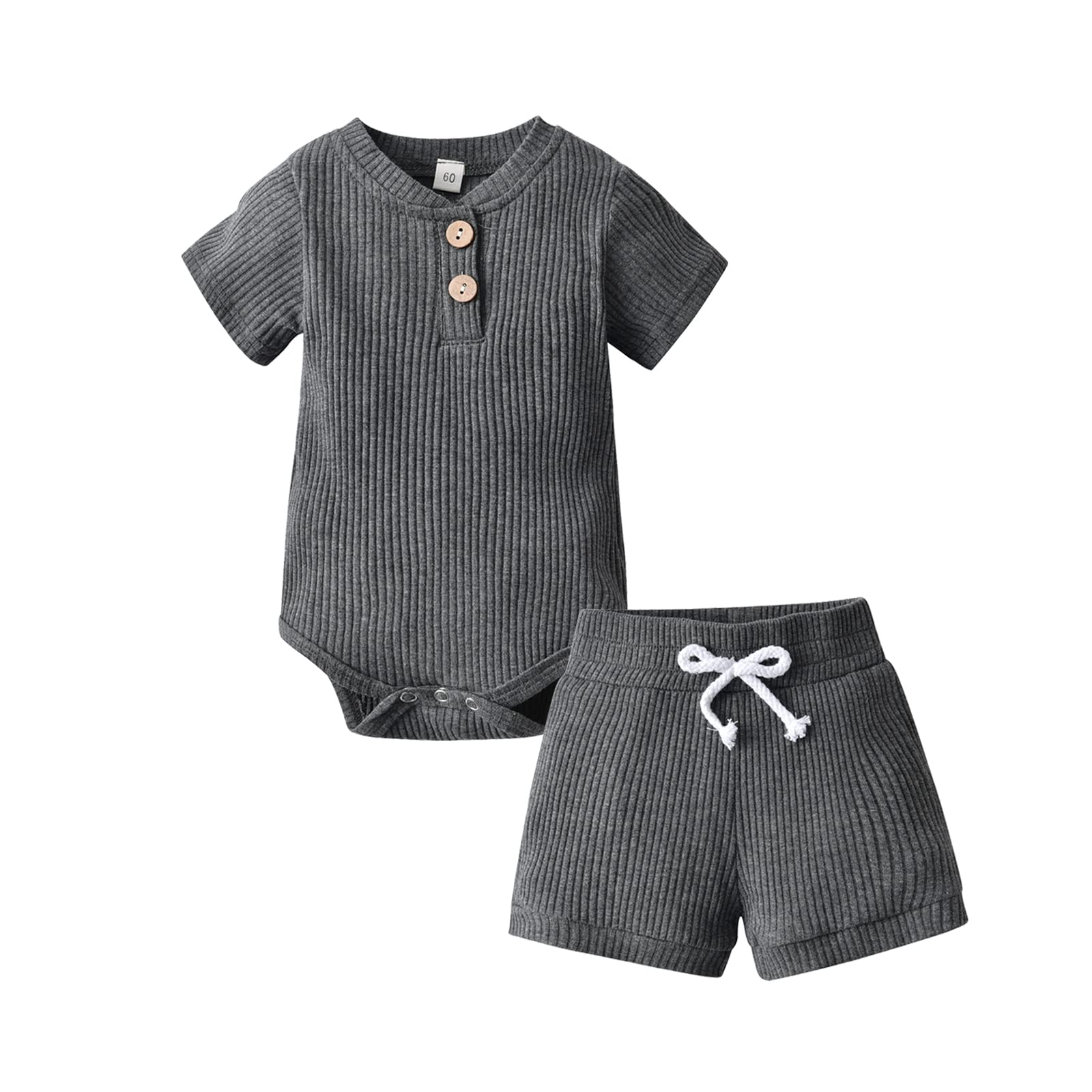 Summer Newborn Baby Clothes Set - Ribbed Romper & Shorts Outfit for Boys & Girls | Soft Cotton Infant Wear for Playtime & Photo Shoots