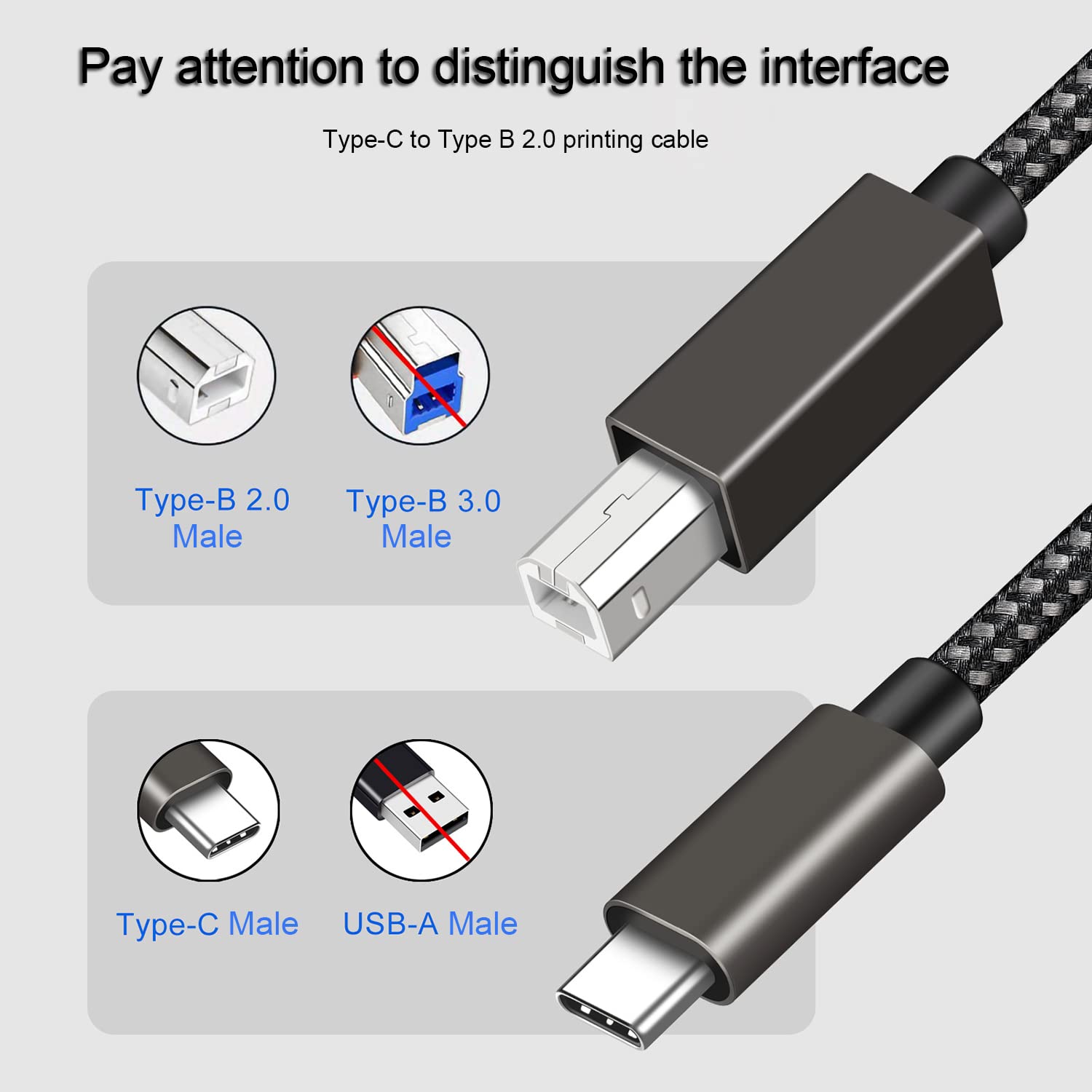 USB C to USB B Printer Cable 3M (10ft) - High-Speed USB 2.0 Type B to USB C Cable for MacBook Pro, Dell, ASUS, HP, Acer, iPad Pro - Compatible with HP, Epson, Brother, Lexmark, Canon Printers (Grey) - Perfect for Home Office Printing & Document Scanning