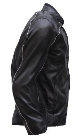 Men's Reflective Piping Black Armored Motorcycle Jacket - High Visibility Safety Riding Gear for Night & Urban Commuting