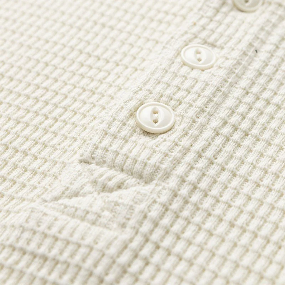 Seager Sawpit Long Sleeve Henley Thermal Shirt for Men - White | Warm Winter Base Layer for Hiking, Camping & Outdoor Activities