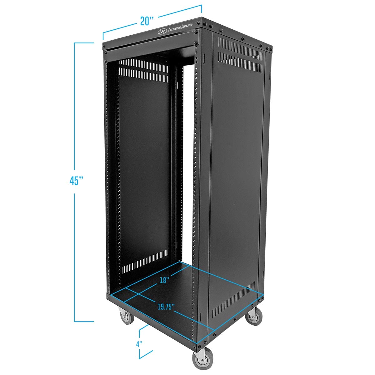AxcessAbles RK 22U 22U Server Rack Cabinet with Casters - Compatible with US 5mm & EU 6mm Rack Standards - Heavy Duty Network Server Rack for Data Center, Home Theater, DJ Equipment, AV Gear & Computer Electronics