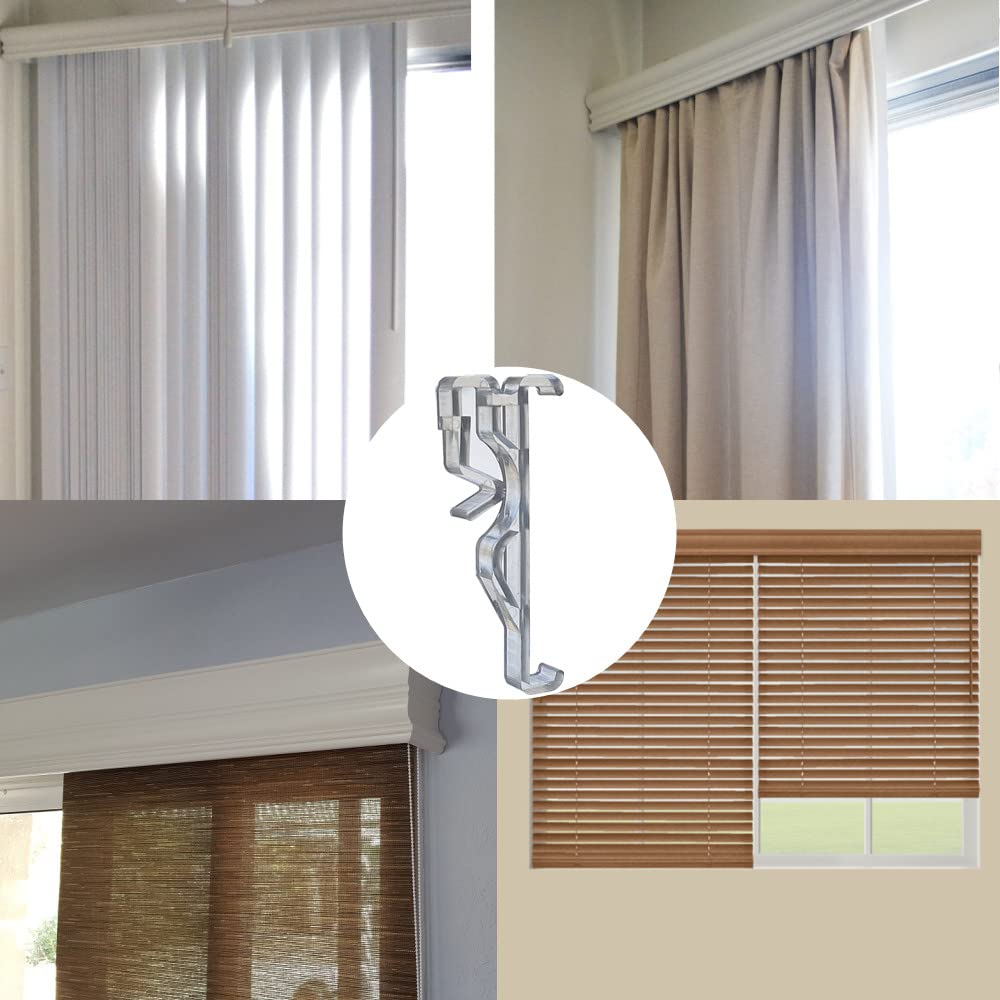 10pcs Clear Plastic Valance Clips 2.5inch - Hidden Retainer Holder Clips for Window Blinds Valance, Compatible with Horizontal Faux & Wood Blinds - Perfect for Home, Office & Curtain Installation