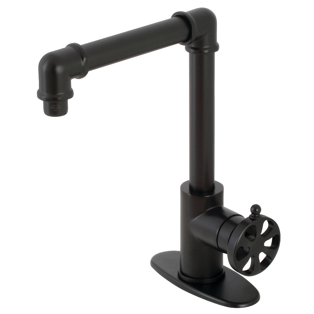 Belknap Single Handle 1 Hole Deck Mount Bathroom Faucet with Push Pop Up Drain - Chrome Finish Modern Waterfall Spout for Vanity Sink - Perfect for Small Bathrooms and Powder Rooms