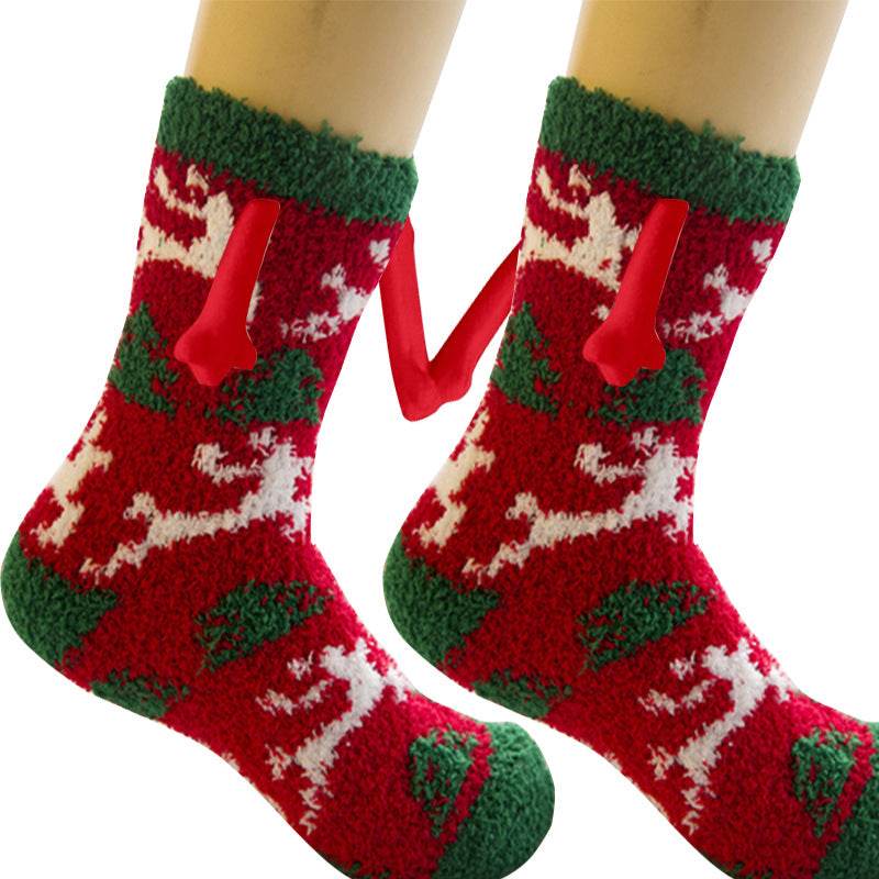 Hand In Hand Magnetic Christmas Socks - Festive Holiday Socks for Couples & Families - Perfect for Christmas Gifts, Stocking Stuffers & Winter Home Decor