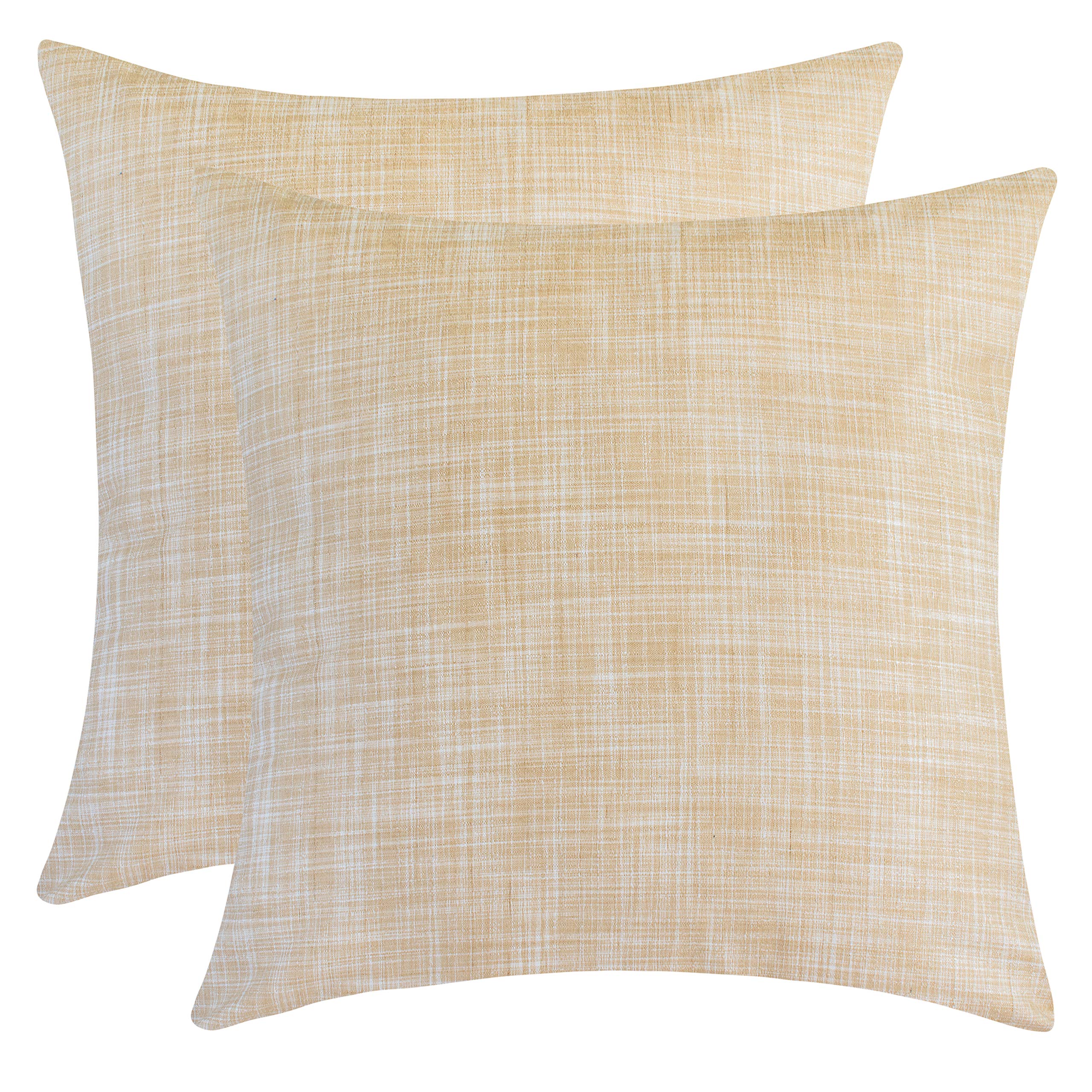 White Petals Beige Throw Pillow Cover 18x18 Inch - 2 Pack Decorative Washable Cushion Covers for Sofa, Couch, Bed & Living Room - Soft Home Decor Accent for Cozy Interior Design