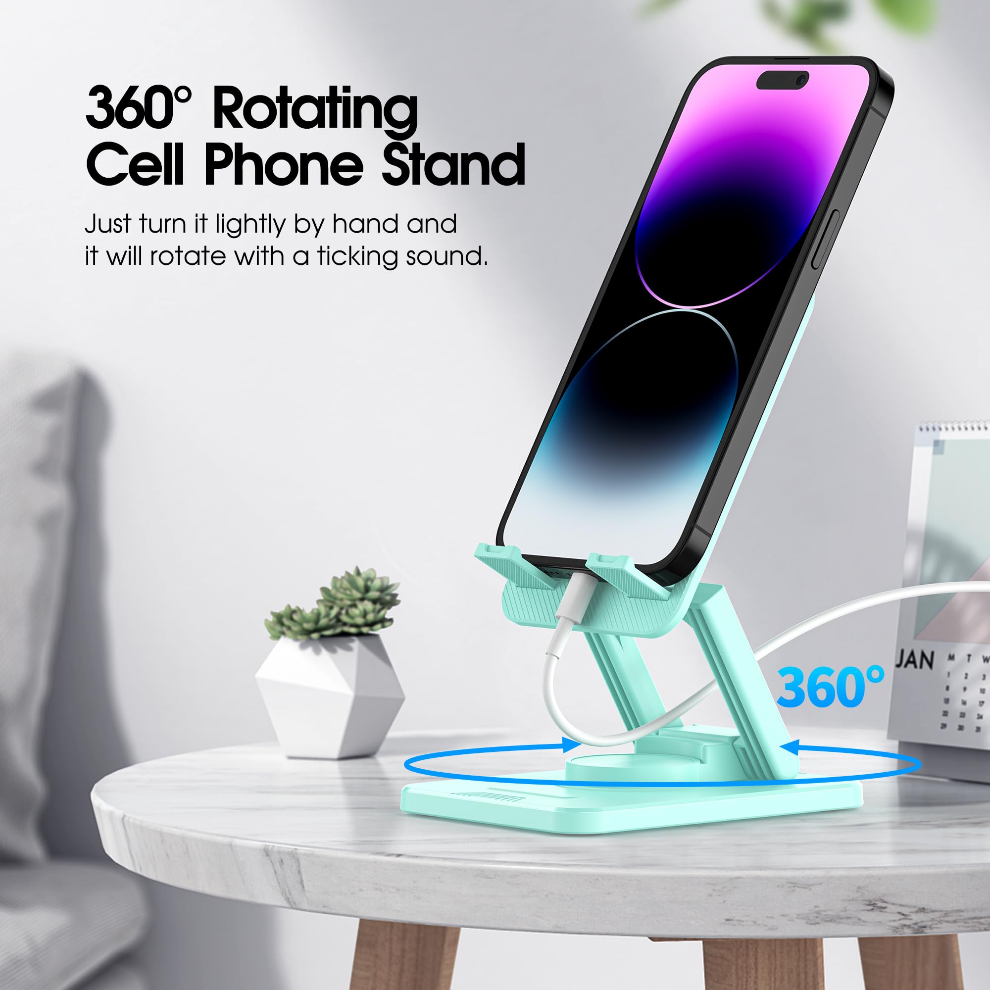 360° Rotating Phone Stand for Desk - Foldable & Portable for iPhone, Samsung (4-8