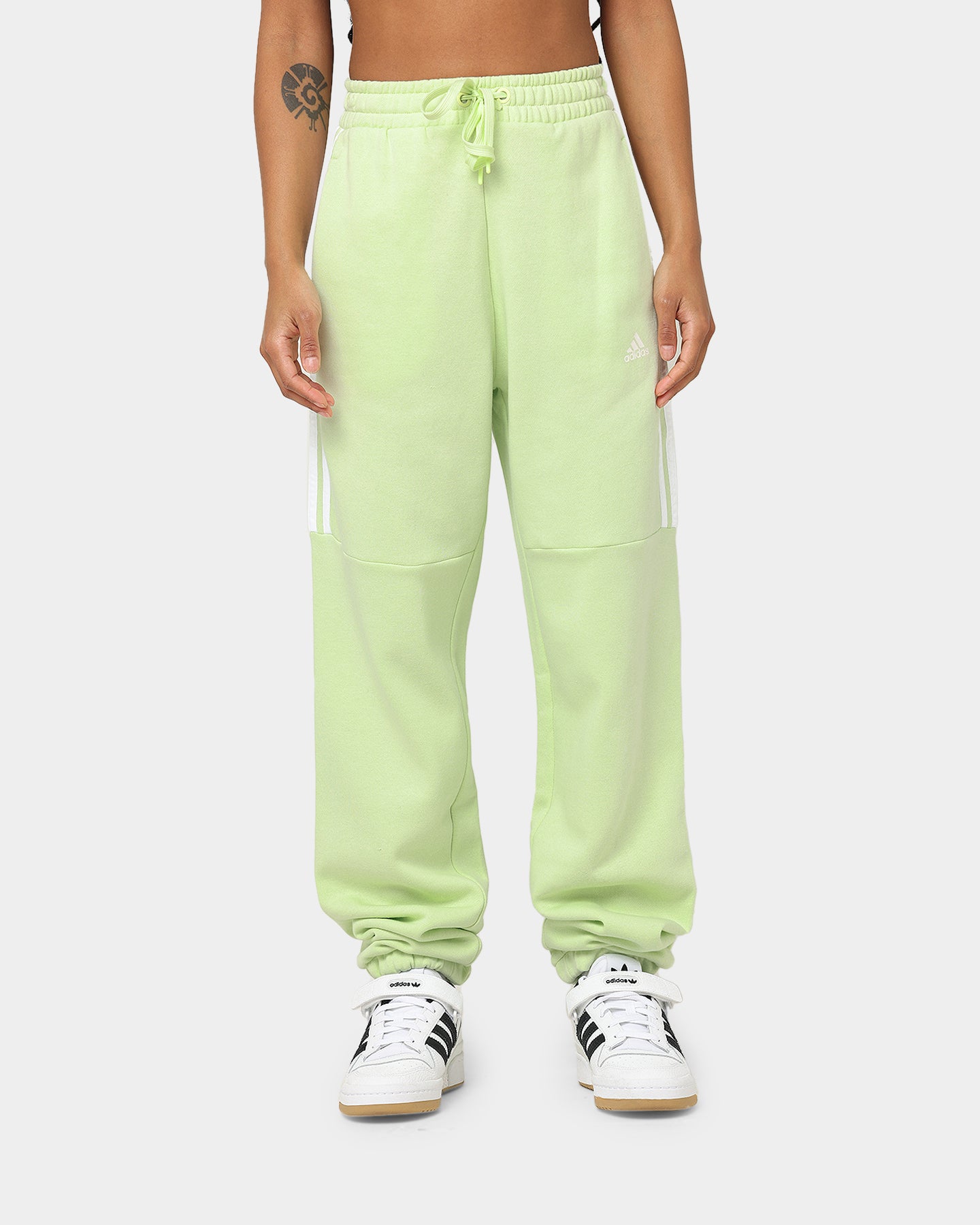 Adidas Women's Hyperglam High-Rise Sweatpants - Almost Lime Green Athletic Joggers for Yoga, Running & Lounge Wear