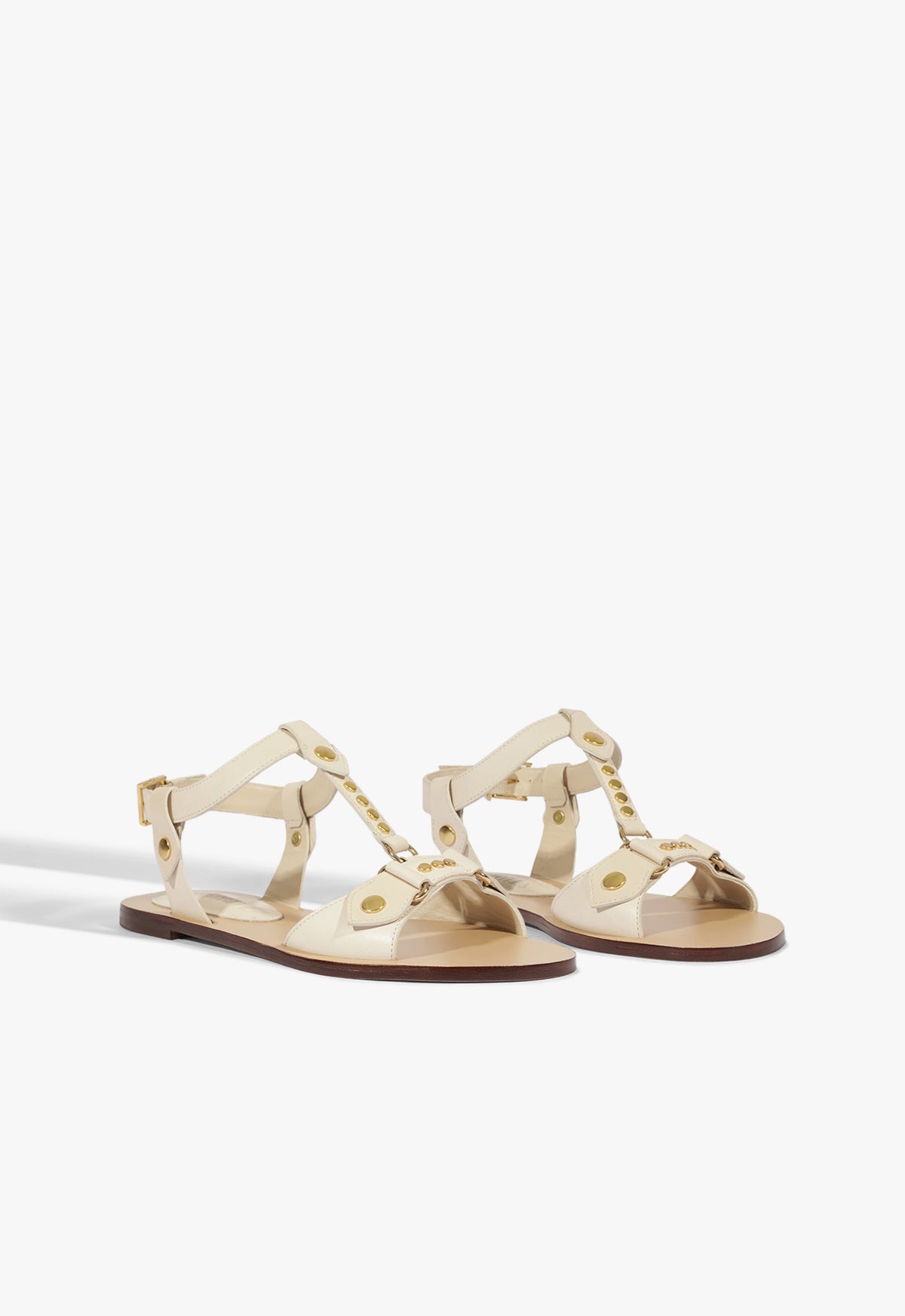 Stevie Women's White Leather Flat Sandals - Comfortable Casual Summer Sandals for Beach, Walking & Vacation