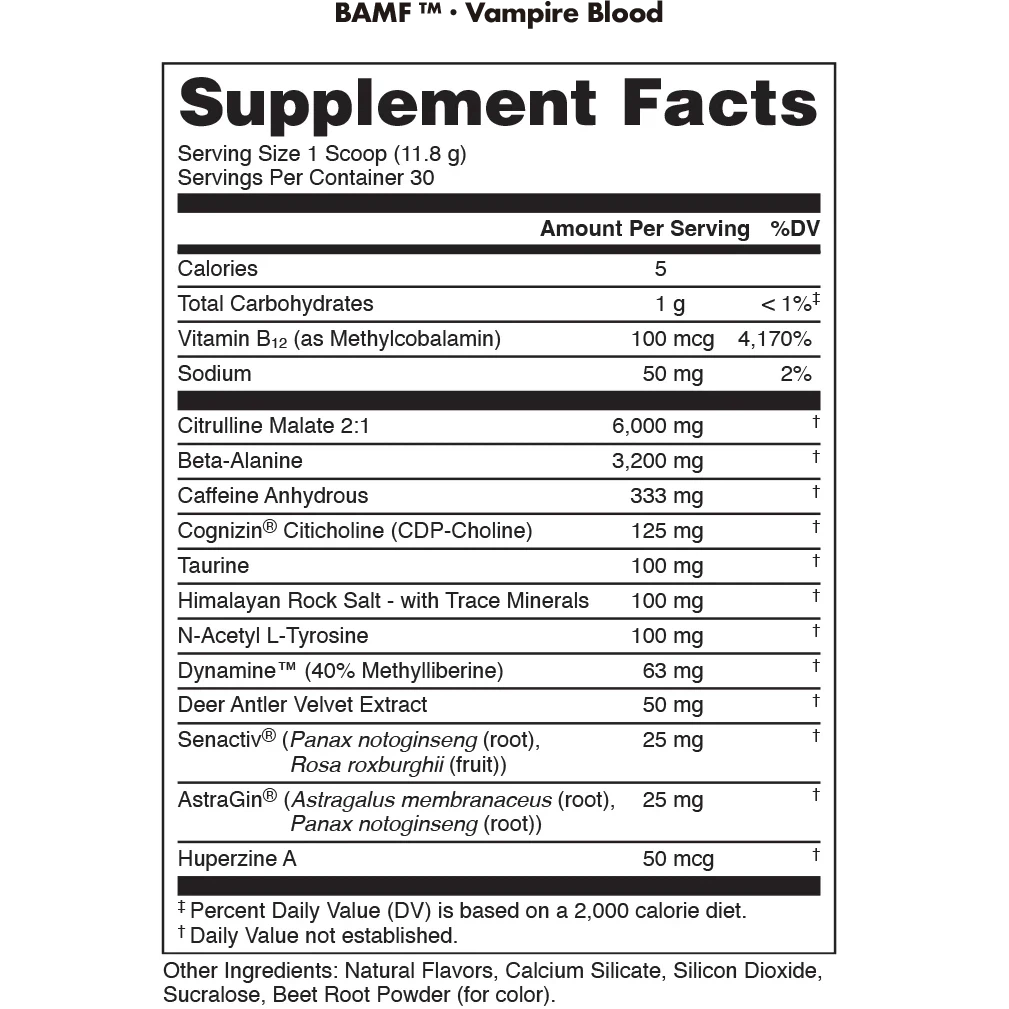 Bucked Up BAMF Pre-Workout Powder - Energy & Focus Booster for Intense Gym Sessions & Athletic Performance