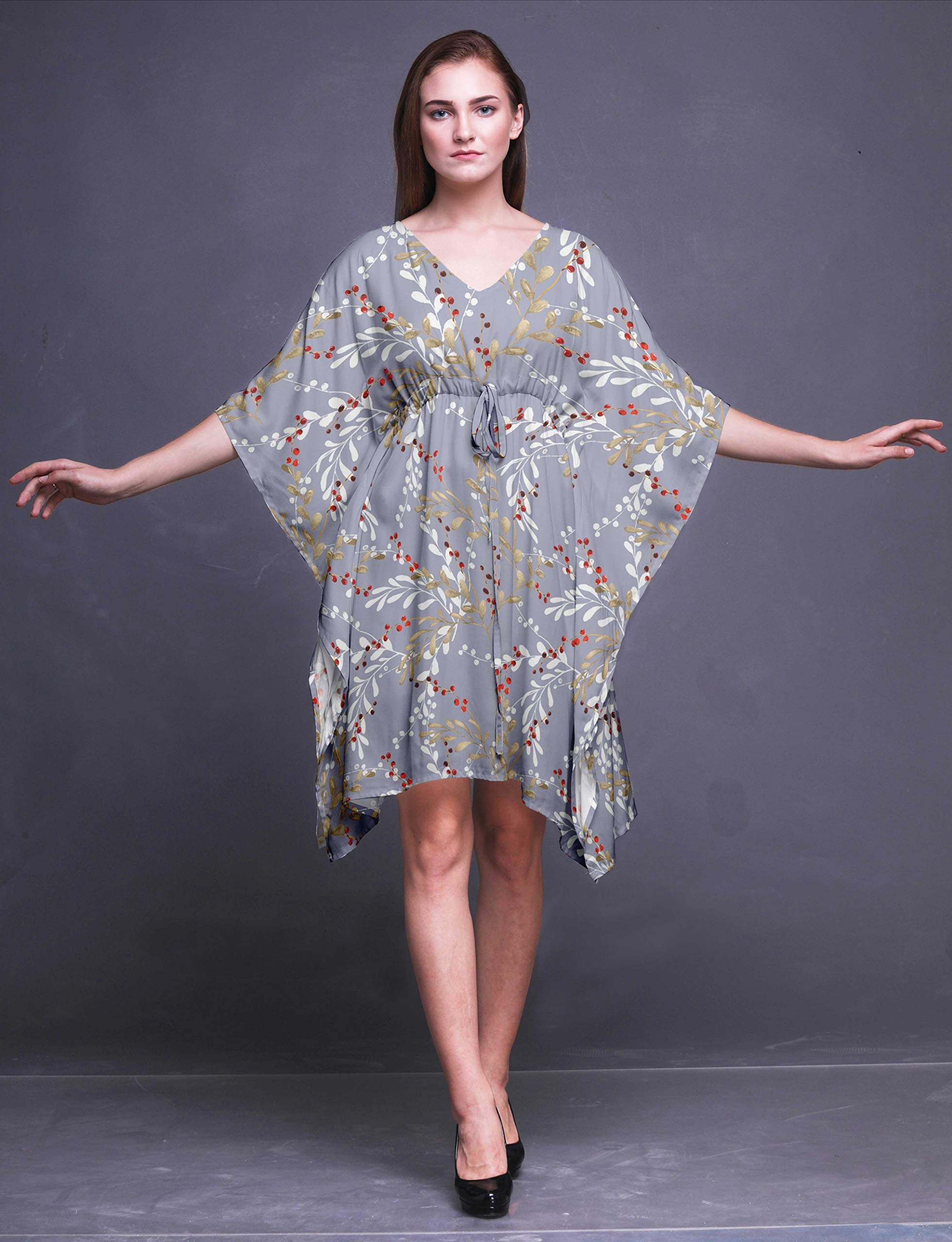 Bimba Women's Short Caftan Midi Dress - Beach Cover Up, Swimwear Wrap, Boho Summer Dress for Pool, Vacation & Resort Wear