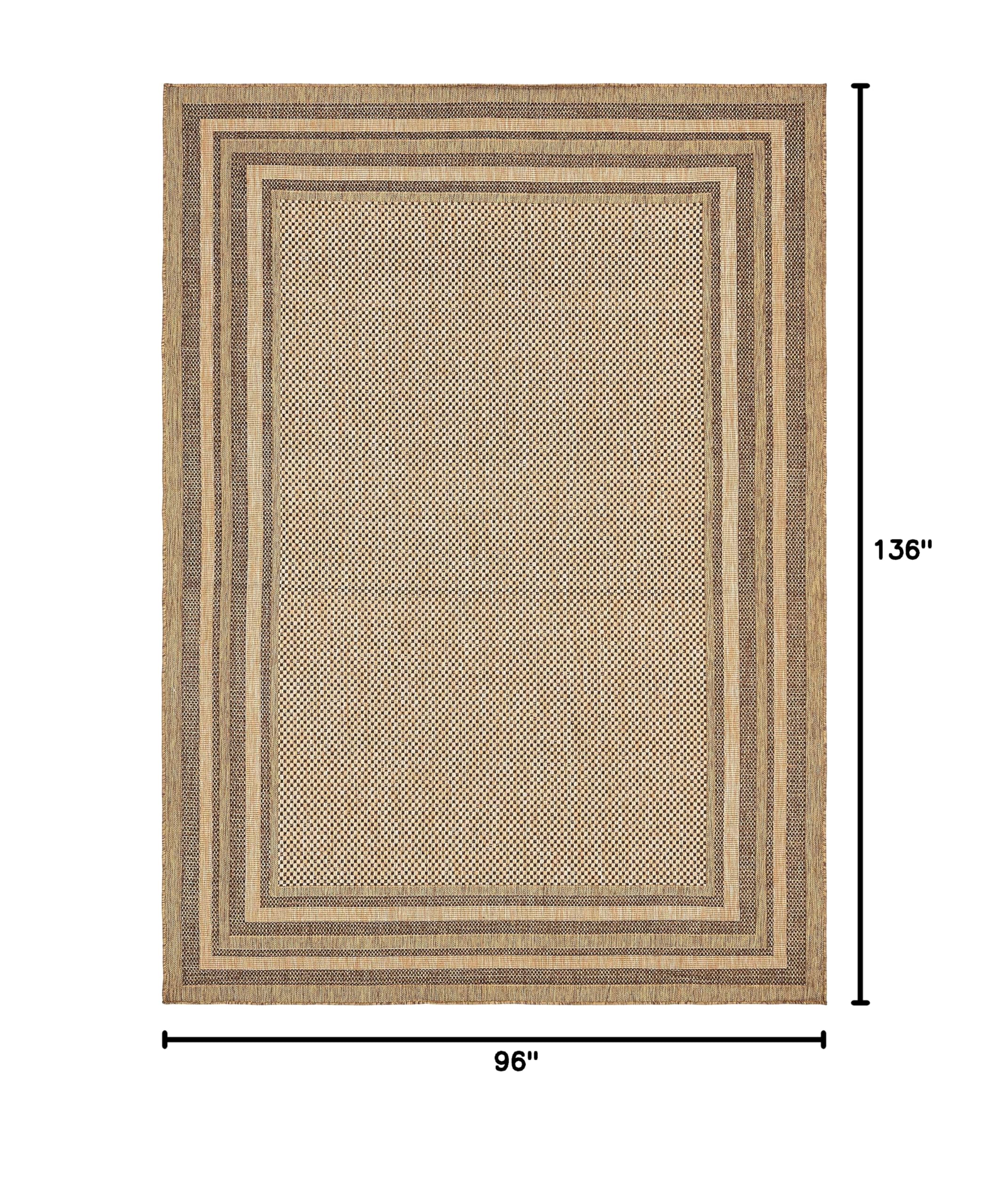 Unique Loom Outdoor Border Collection Area Rug - Multi Border 8' x 11' 4