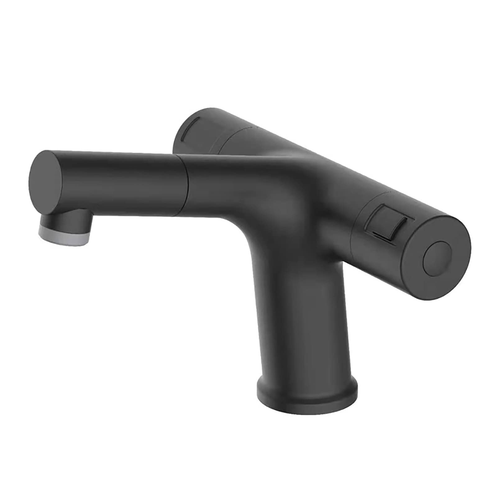 Black Thermostatic Brass Single Hole Bathroom Sink Faucet with 2-Function Pull-Out Sprayer - Deck Mounted Basin Mixer Tap for Vanity & Bathroom Sink | Perfect for Modern Home, Hotel, and Commercial Use