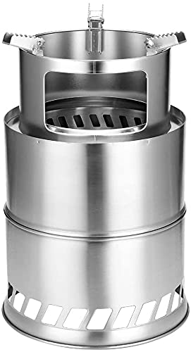 Portable Stainless Steel Wood Burning Stove - Windproof, Foldable & Detachable Camping Stove for Outdoor Cooking, Hiking, Picnics & Backpacking (Large Size) | Perfect for Campfires, Grilling & Survival Gear
