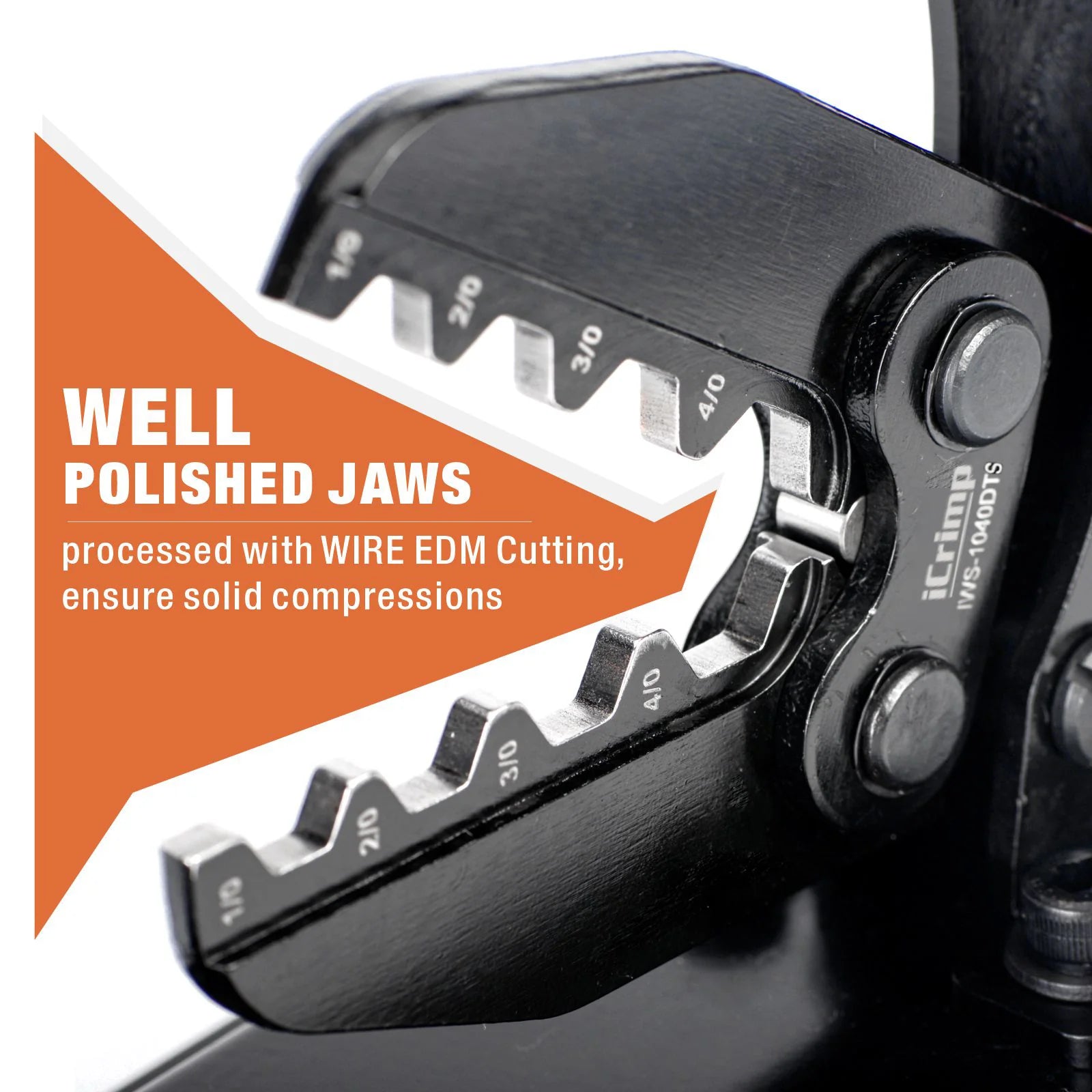 IWS 1040DTS Professional Battery Cable Crimper Tool for AWG 1/0 to 4/0 Gauge Copper Wire Lugs - Heavy Duty Crimping for Automotive, Marine, and Solar Power Applications
