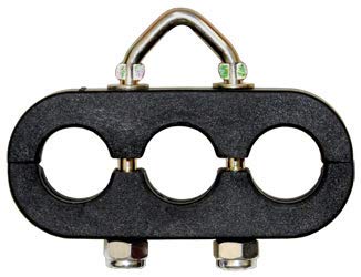Tectran 94-0011 3 Hole 1 V Bolt Air Power Line Clamp - Heavy Duty Hose Pipe Clamp for Air Compressor, Hydraulic Systems & Industrial Applications