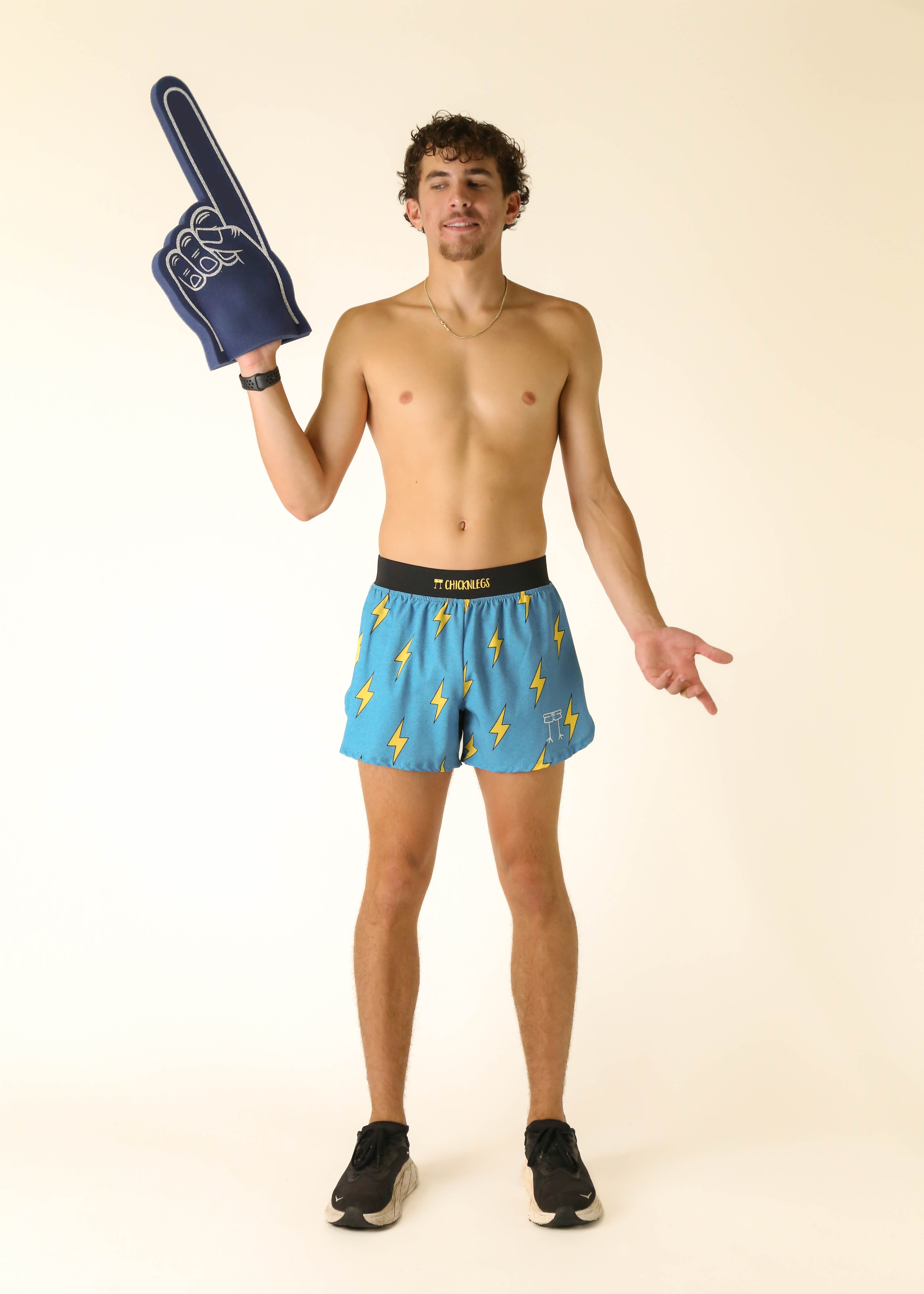 Men's Running Shorts - Blue Bolts 4 Half Split Athletic Shorts for Jogging, Gym Workouts & Outdoor Sports