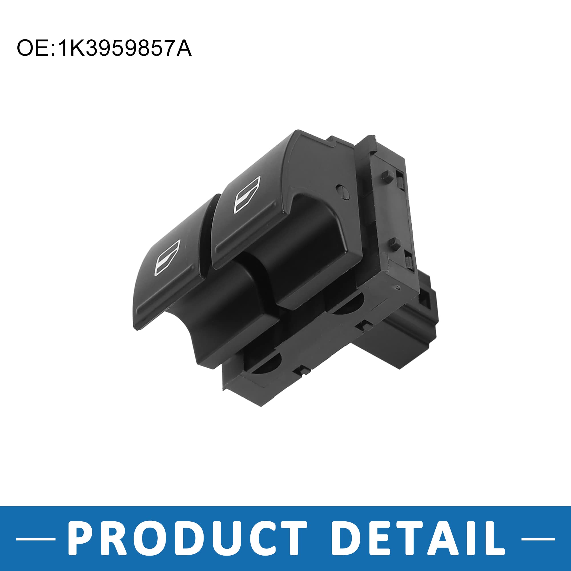 Volkswagen Jetta 2005-2010 Power Window Switch 1K3959857A - Front Driver Side Window Control (Black Plastic) - Perfect for Window Repair & Replacement