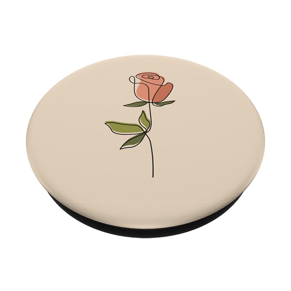 Rose Flower Botanical Boho Aesthetic Minimalist Beige PopSockets Swappable PopGrip for Phone & Tablet - Perfect for Boho Decor, Gift Giving & Everyday Use