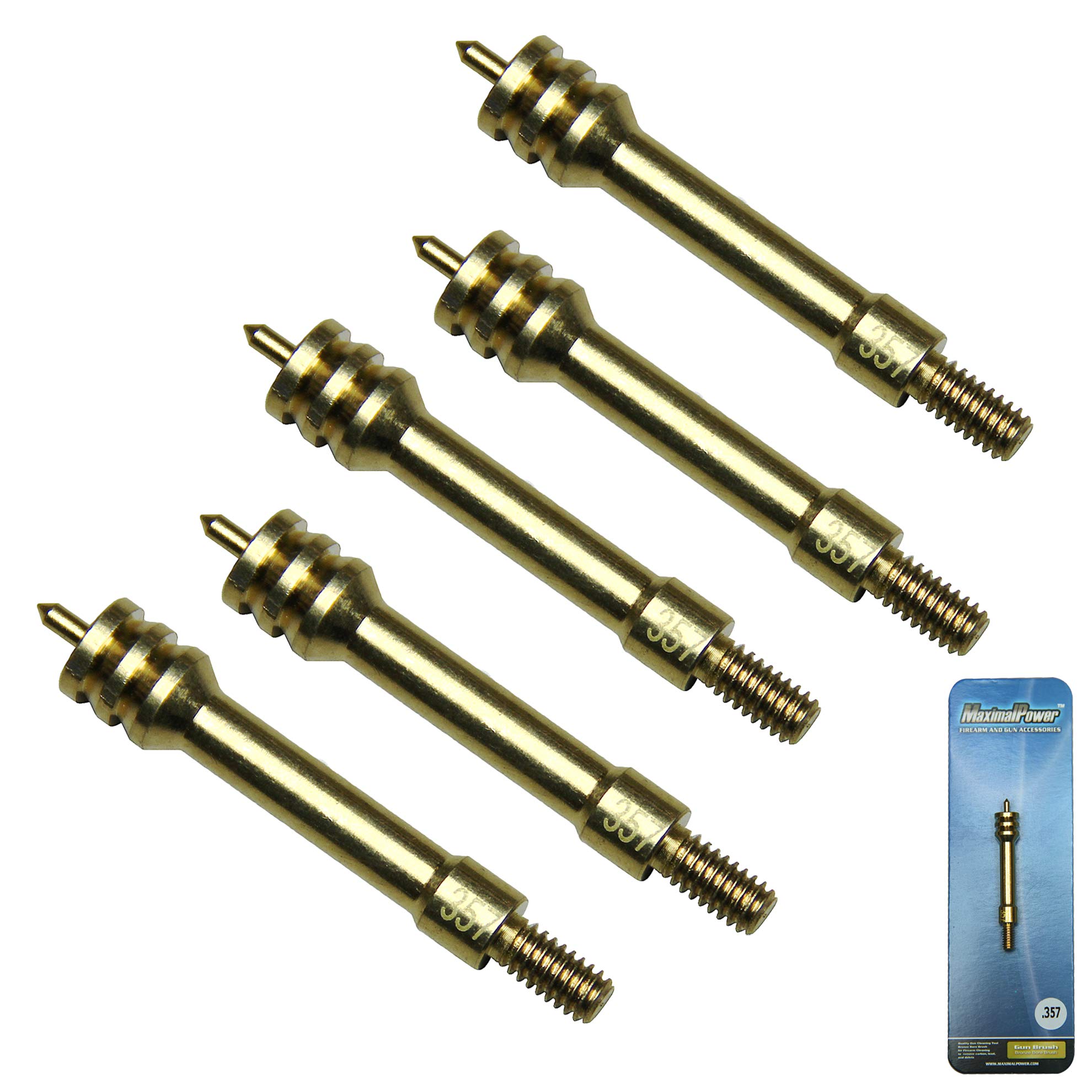 MaximalPower™ .30/.308 Caliber Gun Cleaning Jag with 8-32 Thread Brass Brush (5 Pack) - Perfect for Rifle Maintenance, Hunting Gear Care & Firearm Cleaning Kits