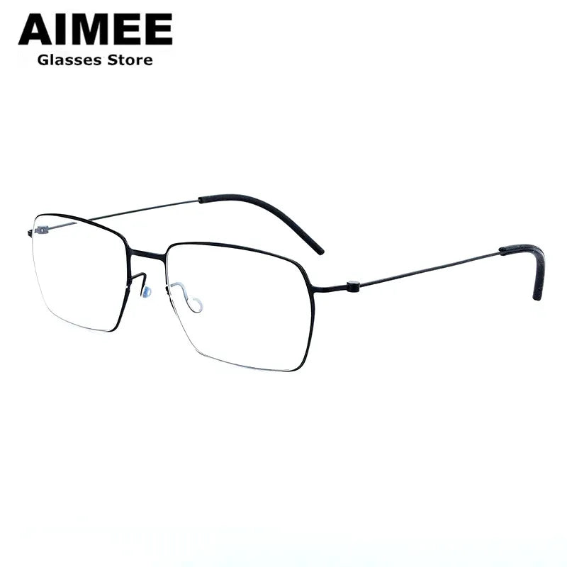Aimee Unisex Full Rim Square Screwless Titanium Eyeglasses 25509 - Lightweight Durable Frame for Men & Women - Perfect for Reading, Work, and Everyday Fashion