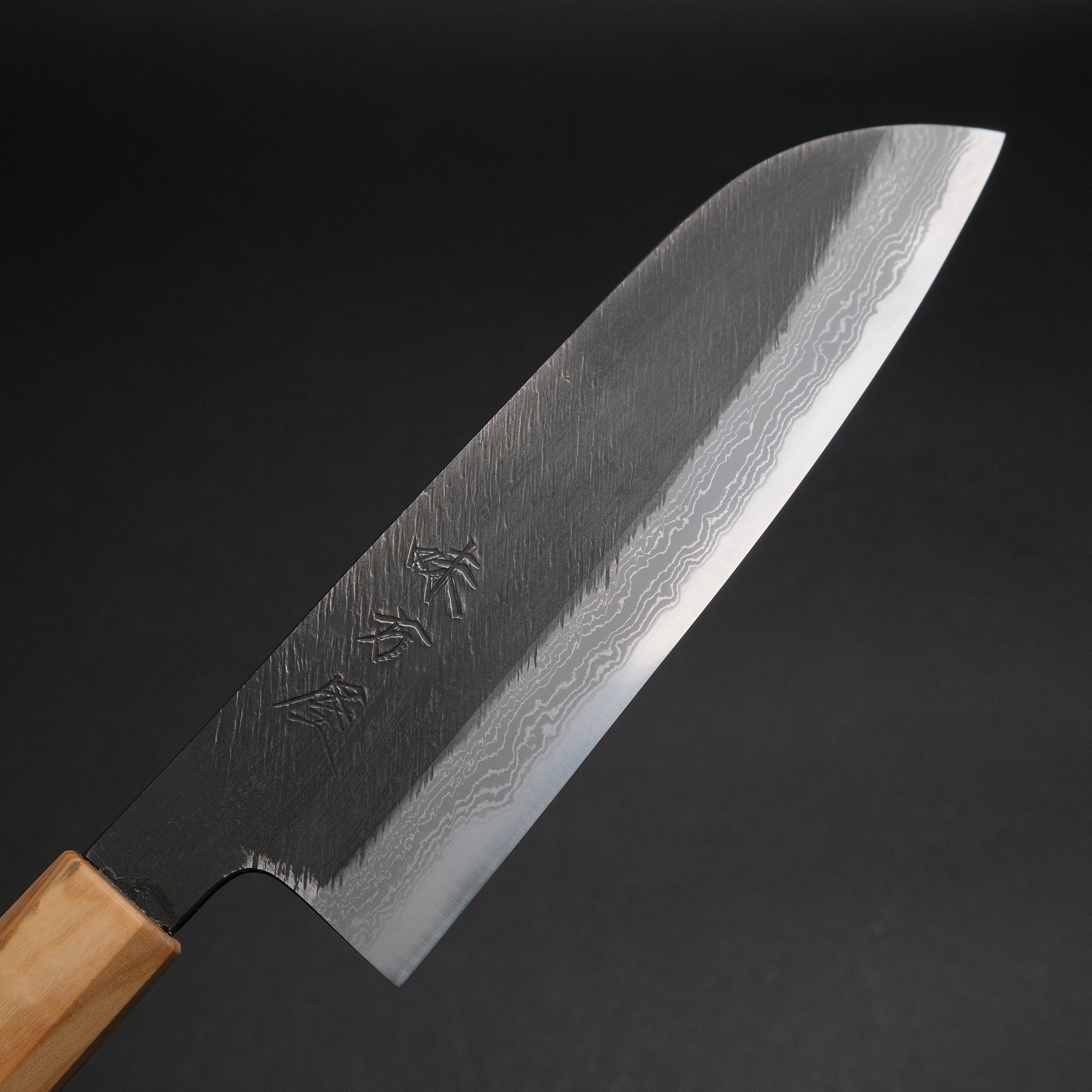 Premium Ajikataya White #2 Matsuba Damascus Santoku Knife 180mm - Olive Wood & Resin Handle (#19) - Japanese Kitchen Knife for Professional Chefs & Home Cooking - Perfect for Slicing, Dicing & Chopping Vegetables, Meat & Fish