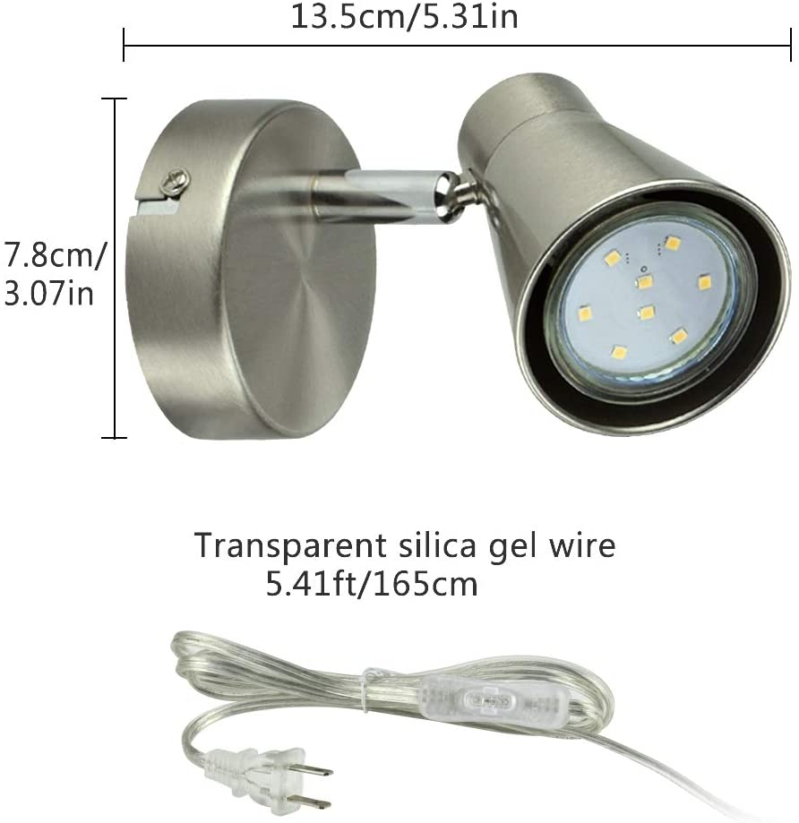 Depuley Plug-in Track Lights - Small Directional Wall Spotlight & Flush Mount Ceiling Light Fixture - Warm White LED Lighting for Hallway, Staircase & Home Decor