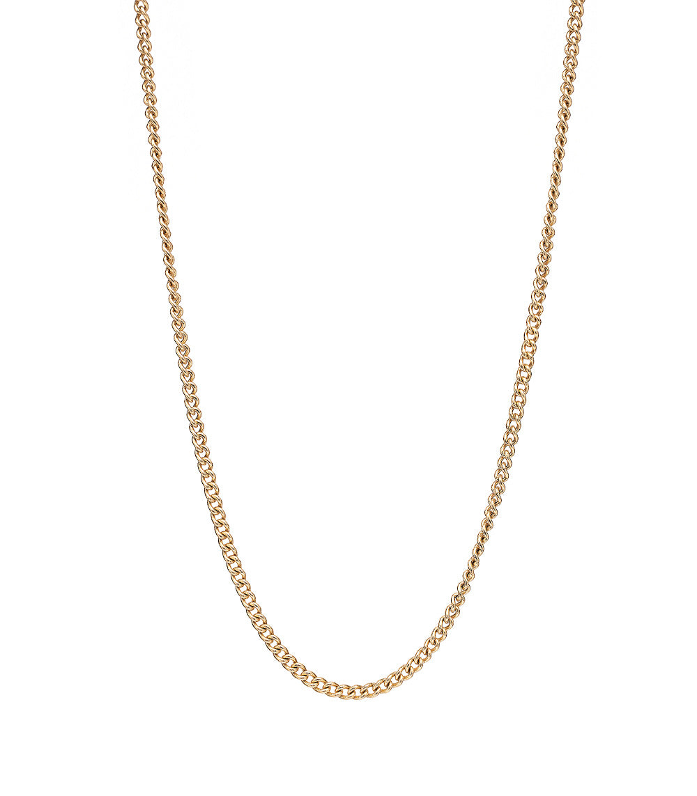 14K Gold Curb Chain Necklace for Diamond Solitaire Pendant - Elegant Layering Piece for Date Night & Special Occasions