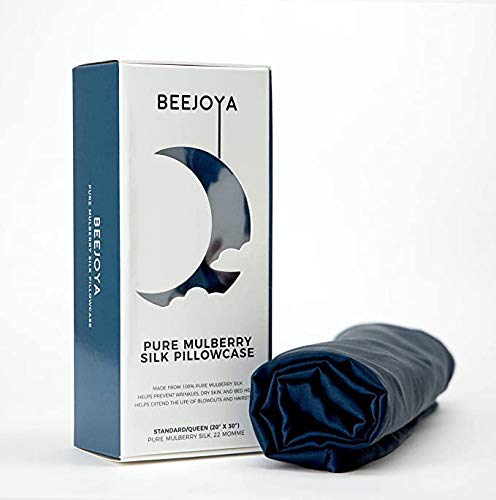 100% Mulberry Silk Pillowcase - 22 Momme Natural Silk, Queen Size with Envelope Closure - Reduces Wrinkles & Frizz, Hypoallergenic for Sensitive Skin - Perfect for Hair Care & Beauty Sleep (Midnight Navy, Standard/Queen) - Ideal for Bedroom Luxury & Skin Protection