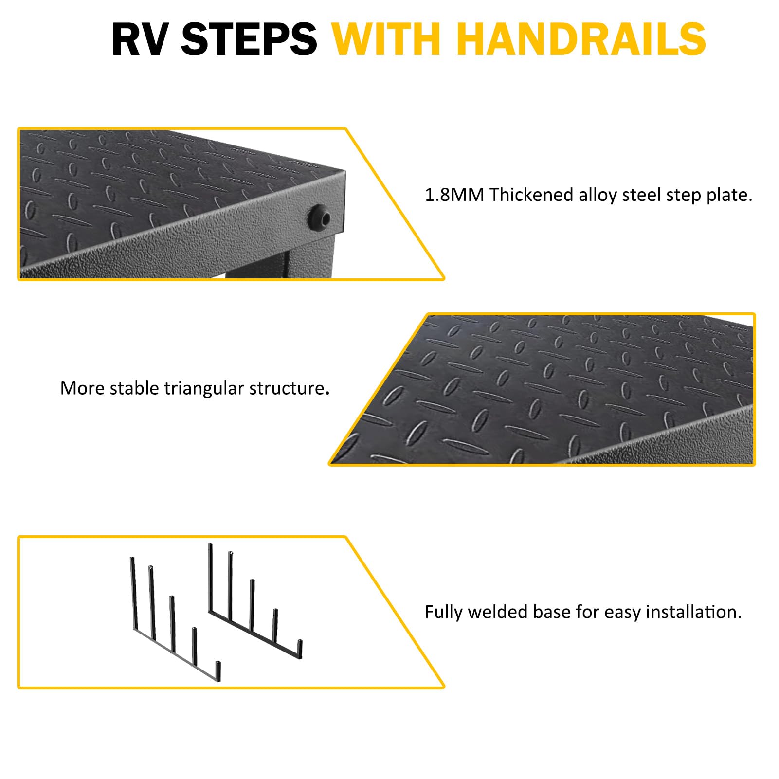 Above Ground Swimming Pool Ladder with Handrail - Heavy Duty 660 lb Capacity RV Step Stool for Hot Tubs, Spas, Travel Trailers & 5th Wheel Campers (4-Step Design) - Perfect for Safe Entry/Exit in Pools, RV Living & Outdoor Relaxation