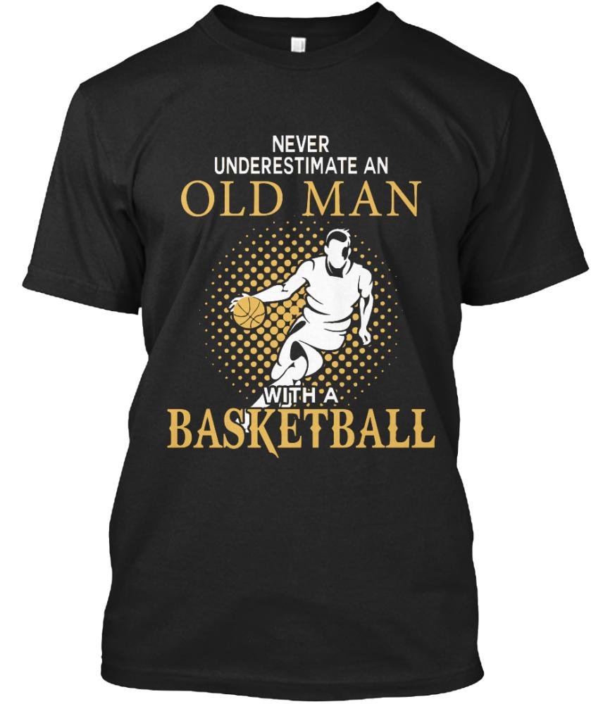 Never Underestimate an Old Man Basketball T-Shirt for Men - Vintage Sports Tee for Casual Wear, Gym, and Street Style