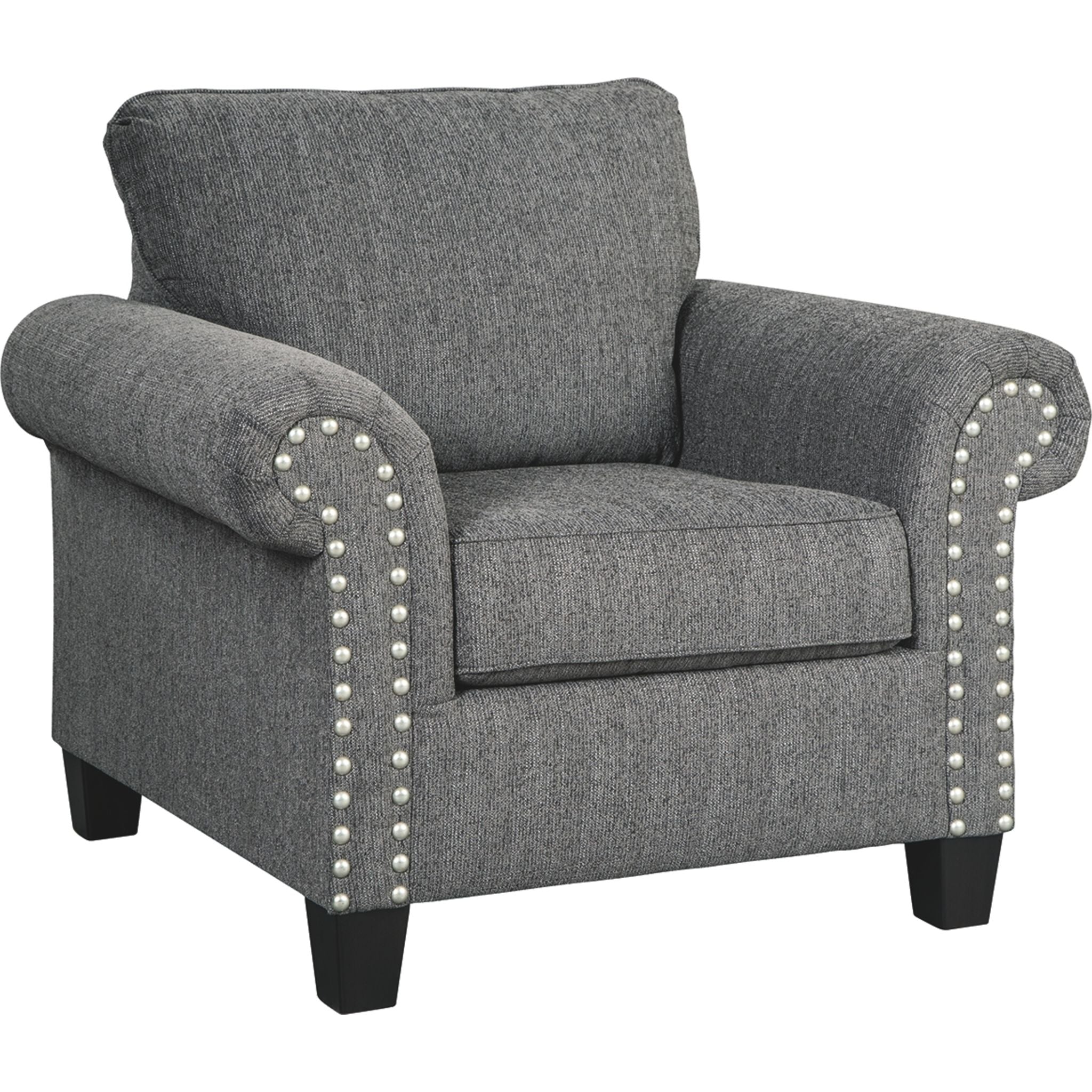 Agleno Chair - Modern Charcoal Gray Accent Chair for Living Room, Bedroom, or Office - Comfortable Upholstered Lounge Seating with Sturdy Metal Legs