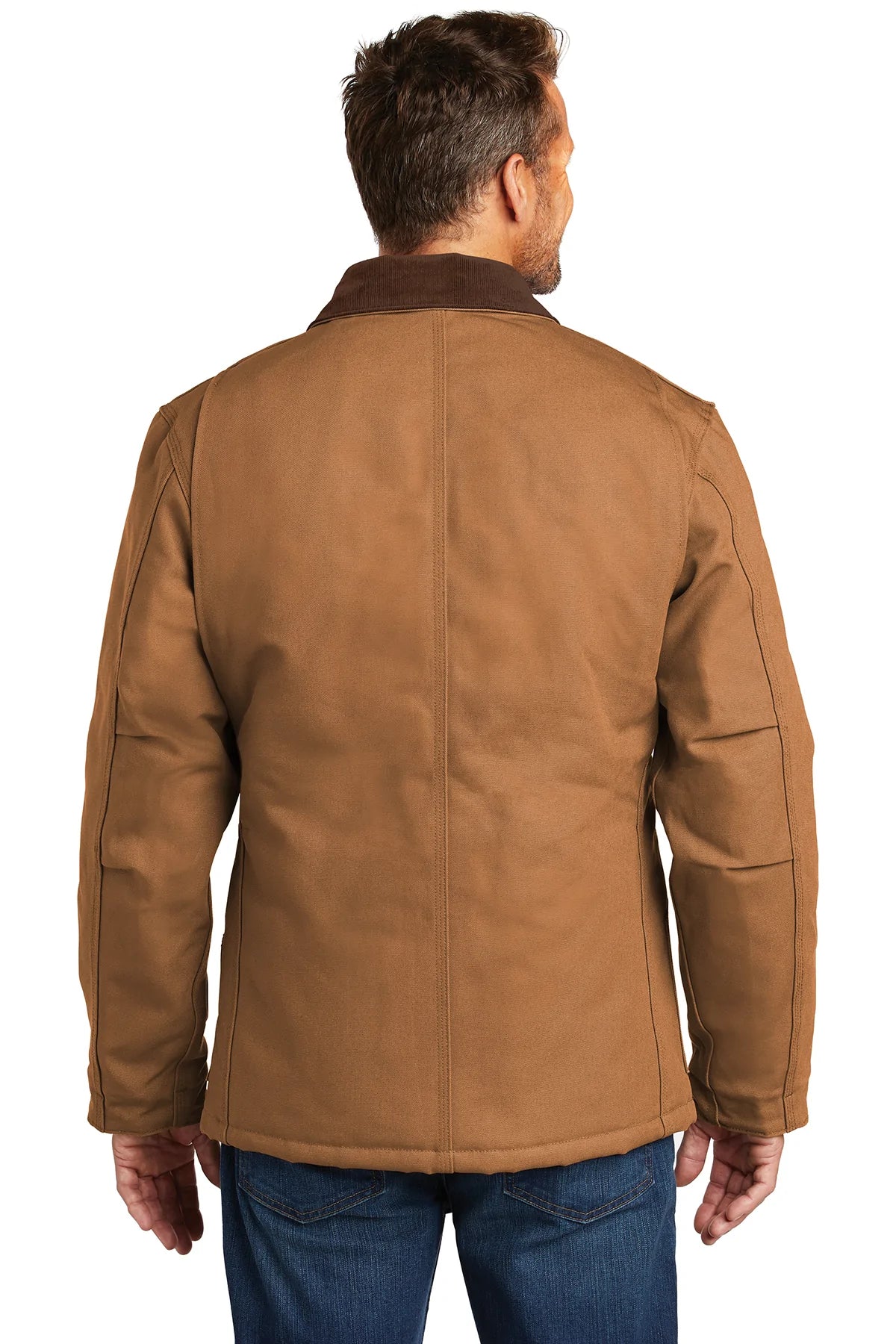 Carhartt Men's Tall Duck Traditional Custom Fit Work Coat - Heavy Duty Brown Jacket for Construction, Farming & Outdoor Workwear