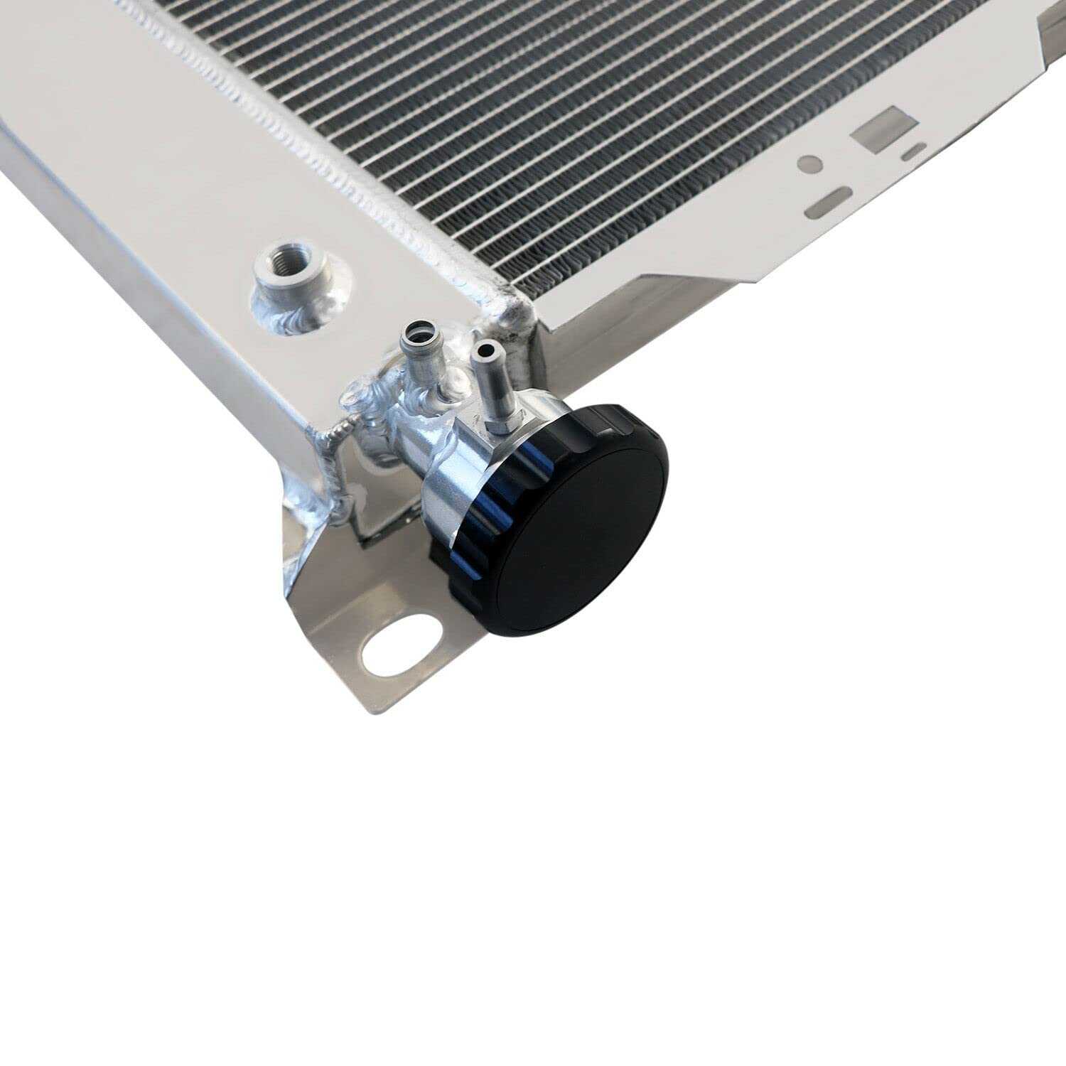 ALLOYWORKS 4 Row Aluminum Radiator with Shroud Fan & Relay Kit for 1985-1996 Ford Bronco F150 F250 F350 4.9L - Heavy Duty Cooling Upgrade for Off-Road & Towing