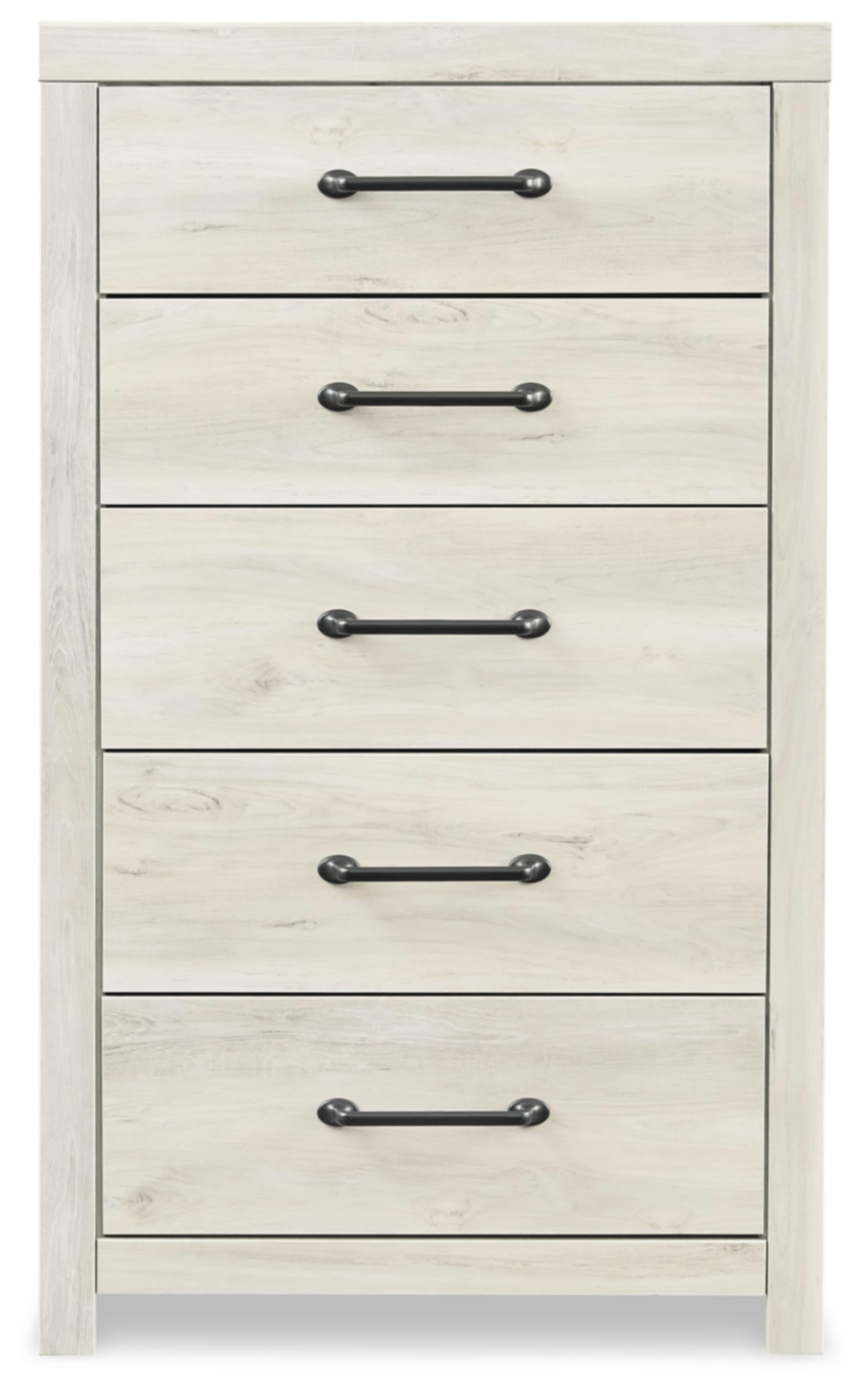 Signature Design by Ashley Cambeck Industrial 5-Drawer Chest with Safety Stop - Whitewash Finish | Modern Bedroom Dresser, Nursery Storage & Home Organization Solution