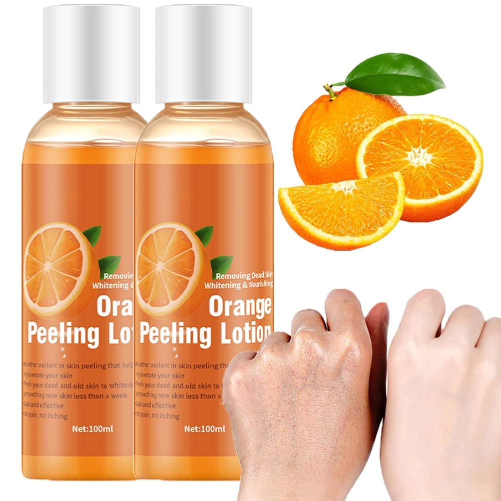 2PCS Orange Peeling Lotion - Exfoliating Body & Face Gel for Dead Skin Removal on Neck, Knees & Feet | Gentle Instant Exfoliator for Smooth Skin - Perfect for Spa Days & At-Home Skincare Routine