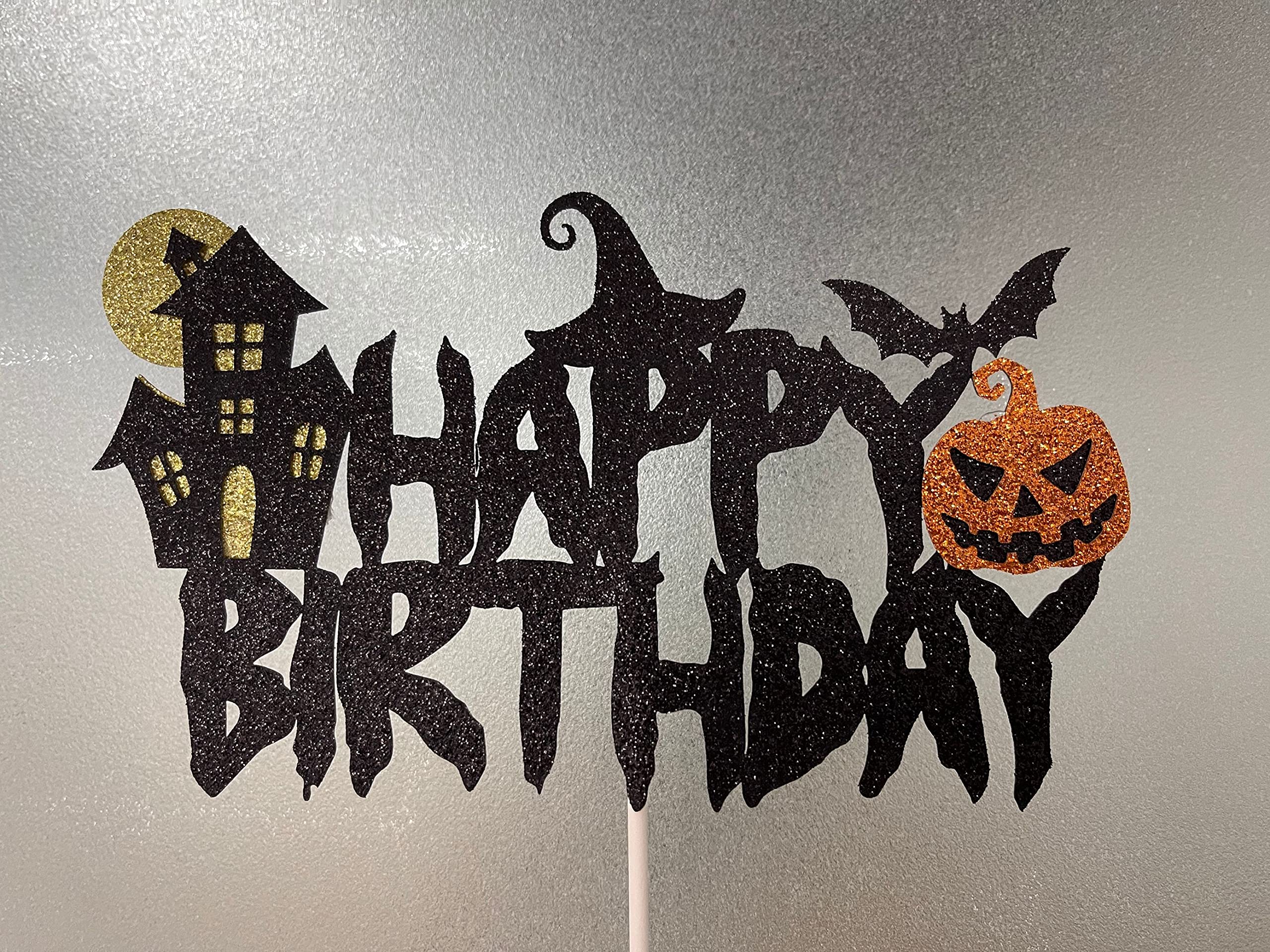Halloween Birthday Cake Topper - Black Wizard & Pumpkin Design for Halloween & Birthday Party Cake Decorations | Perfect for Halloween Wizard Themed Parties, Pumpkin Birthday Cakes, and Spooky Celebrations