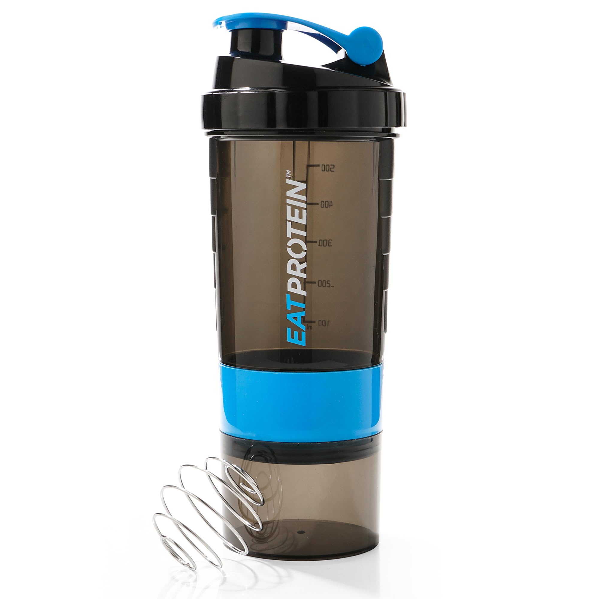 EatProtein 500ml Protein Shaker Bottle with 2 Detachable Powder Containers - Leakproof Gym Water Bottle for Protein Shakes & Workout Drinks - Perfect for Bodybuilding, Fitness & Post-Workout Recovery