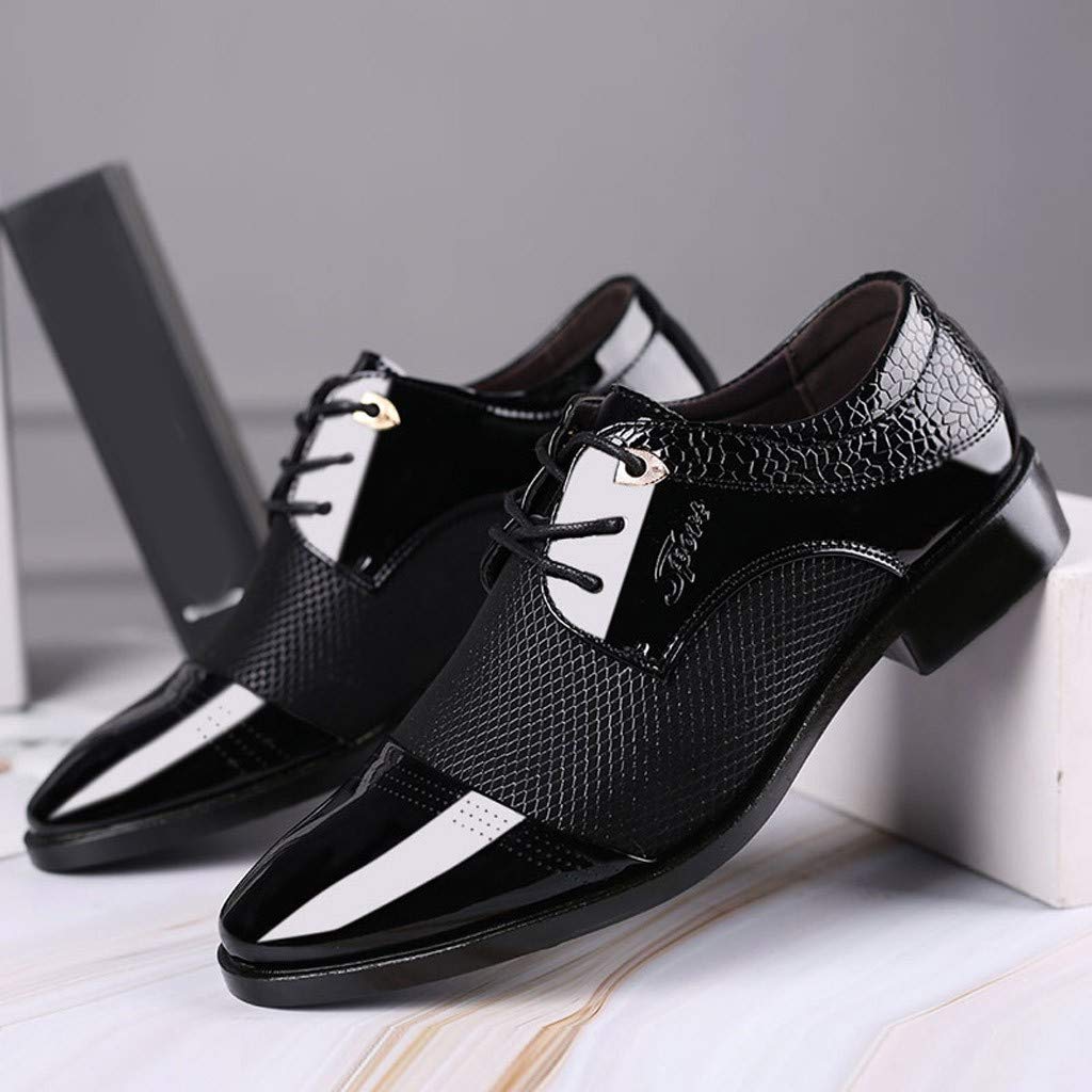 IQYU Men's Leather Boat Shoes - Comfortable Lace-Up Dress Shoes for Business, Casual & Wedding - Outdoor Walking & Formal Occasions - Size 43