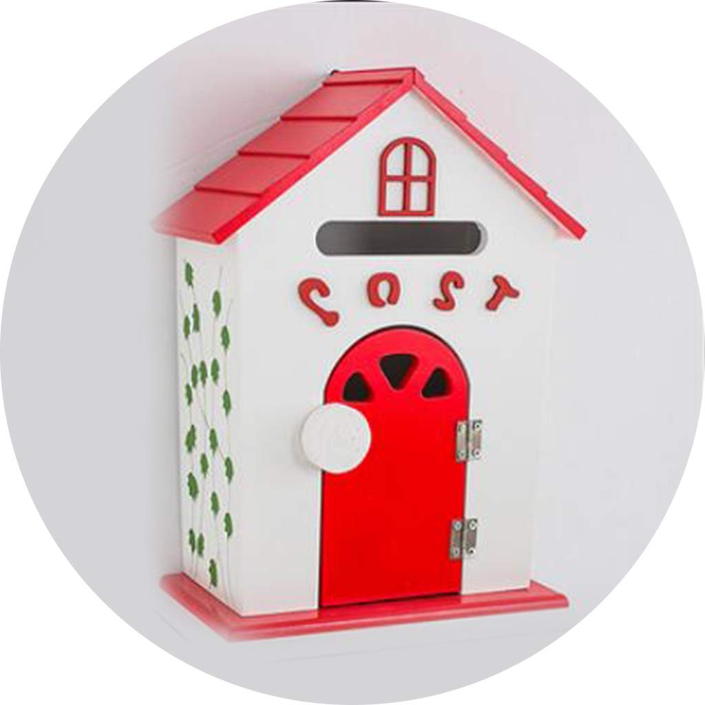 Wall Mounted Wooden Mailbox - Rustic Cabin Style Outdoor Mailbox with No Lock, 23.5 x 12 x 32cm (Red) - Perfect for Porch, Garden, and Farmhouse Decor
