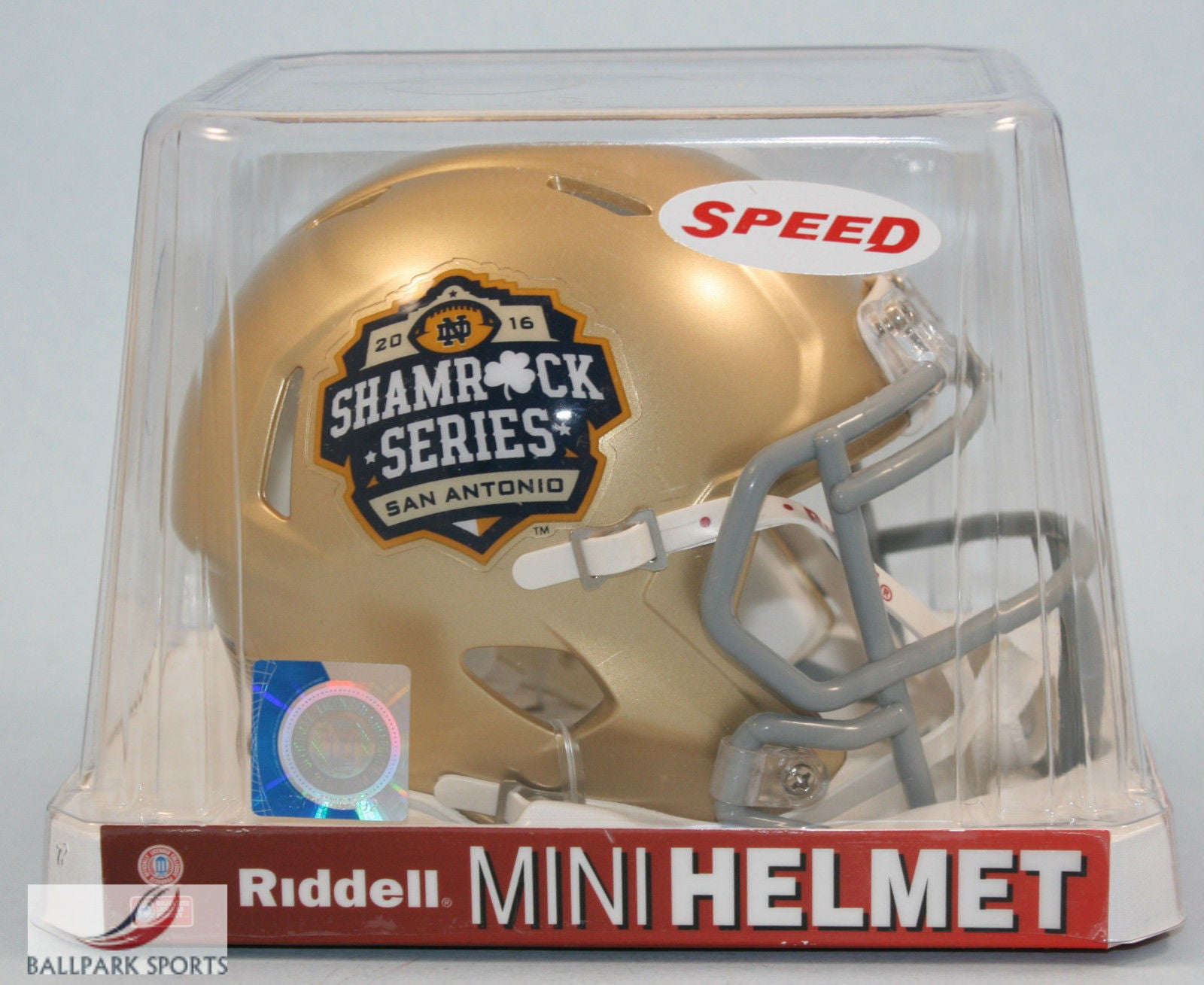 Notre Dame 2016 Shamrock Series San Antonio Riddell Speed Mini Helmet - Collectible Football Memorabilia for Fans & Home Decor