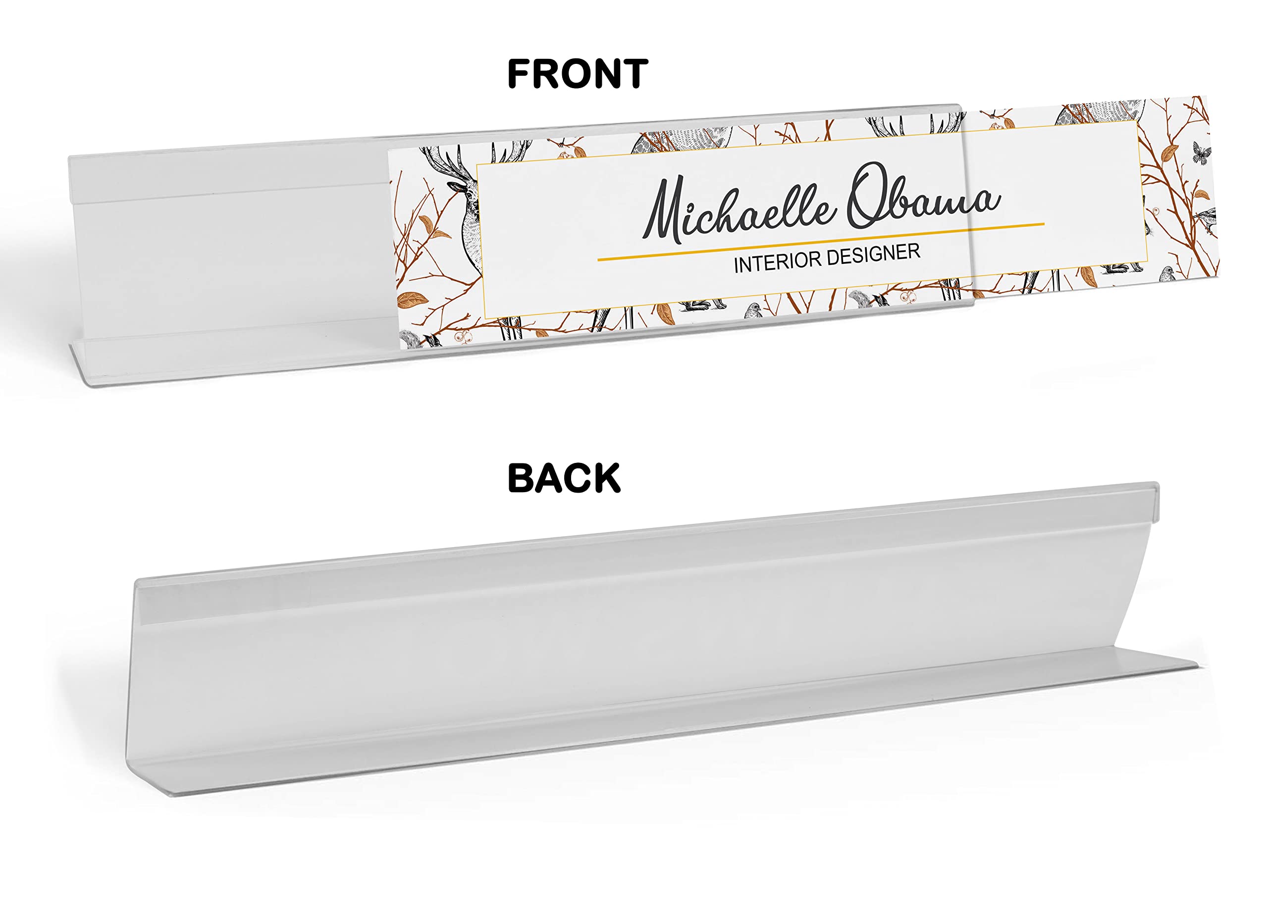 Personalized Acrylic Desk Name Plate - Custom White Tail Deer Design - 2x8 Inches Office Name Sign - Perfect for Corporate Gifts, Home Office Decor & Reception Desk Accessories