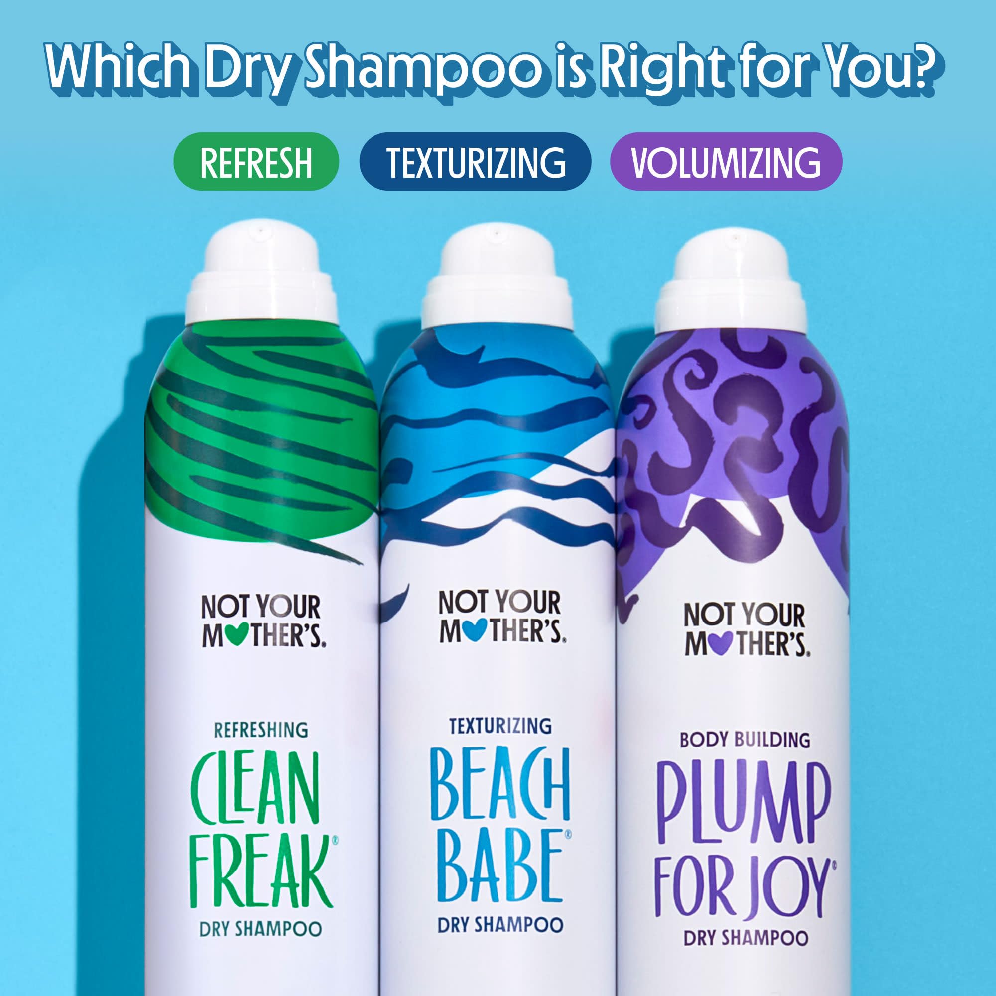 Not Your Mother's Dry Shampoo Assortment (3-Pack) - 7 oz Each - Clean Freak, Plump for Joy & Beach Babe Varieties - Instantly Absorbs Oil & Refreshes Hair - Perfect for Travel, Gym & On-The-Go Styling