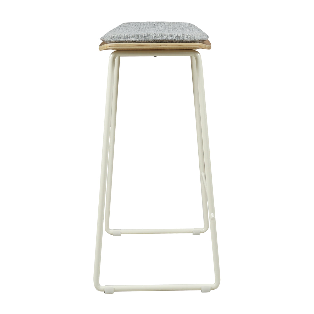 Hendrix Backless Bar Stool - Oak Wood Counter Height Stool with Grey Woven Fabric Seat - Perfect for Kitchen Islands, Breakfast Bars & Home Decor