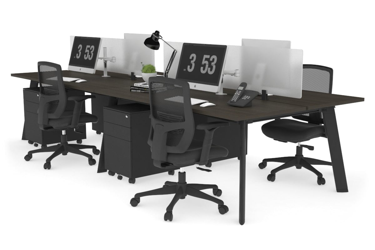 4-Person Workstation with Black Frame - 1600L x 700W Dimensions - Ideal for Office, Coworking Spaces & Home Offices