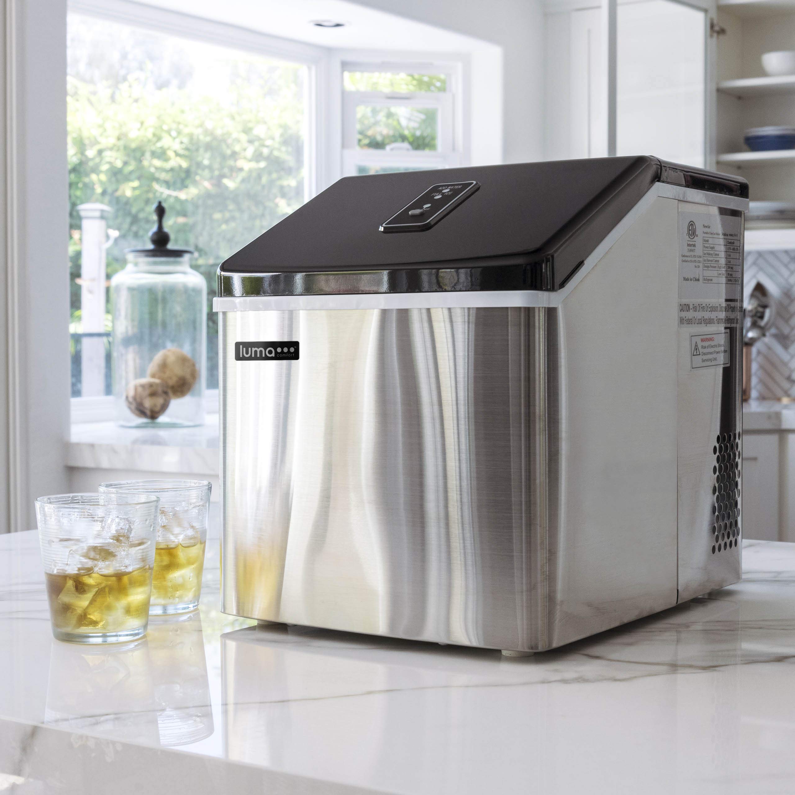 Premium Clear Ice Cube Maker Machine - Fast 15-Minute First Batch, 40 lbs Daily Output | Stainless Steel Countertop Portable Design (IM200SS) | Perfect for Home Bars, Cocktails, and Commercial Use