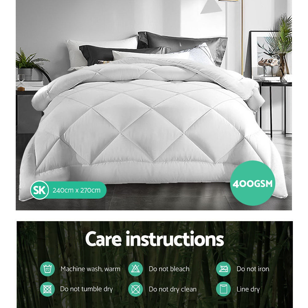 Premium 400GSM Microfiber Quilt - Super King Size Bedding Set | Ultra Soft & Breathable Duvet Insert for All Seasons | Perfect for Master Bedroom, Guest Room & Luxury Hotels