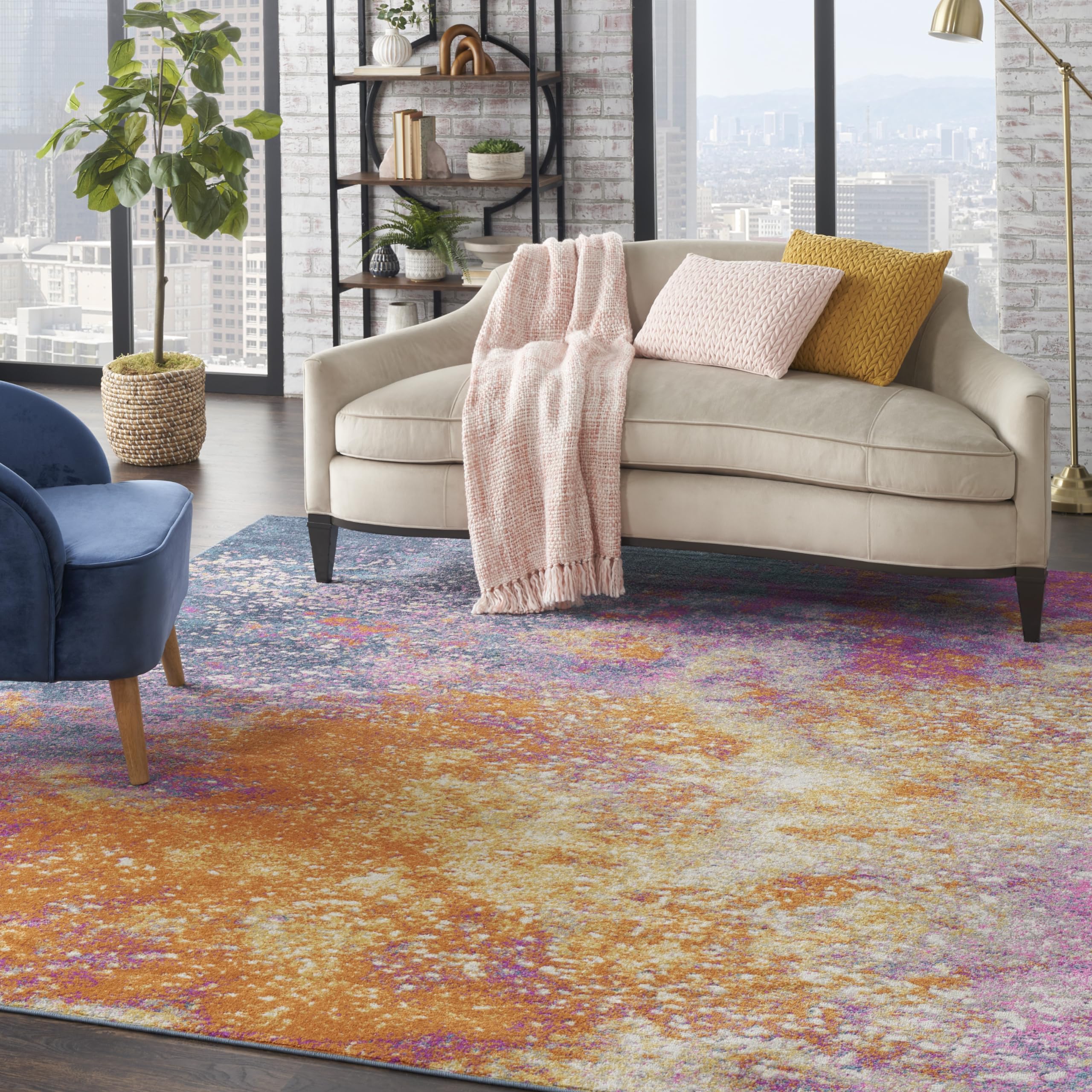 Nourison Passion Sunburst 8' x 10' Modern Abstract Area Rug | Non-Shedding & Easy to Clean | Perfect for Bedroom, Living Room, Dining Room & Kitchen Decor