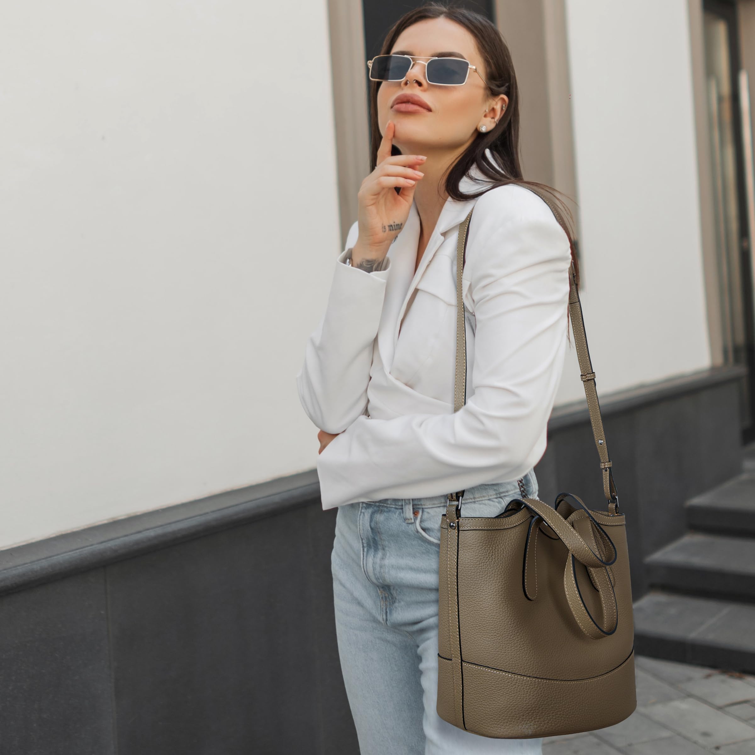 Iswee Genuine Leather Satchel Bags for Women - Designer Tote & Shoulder Handbag Purse | Perfect for Work, Travel & Everyday Fashion Accessories