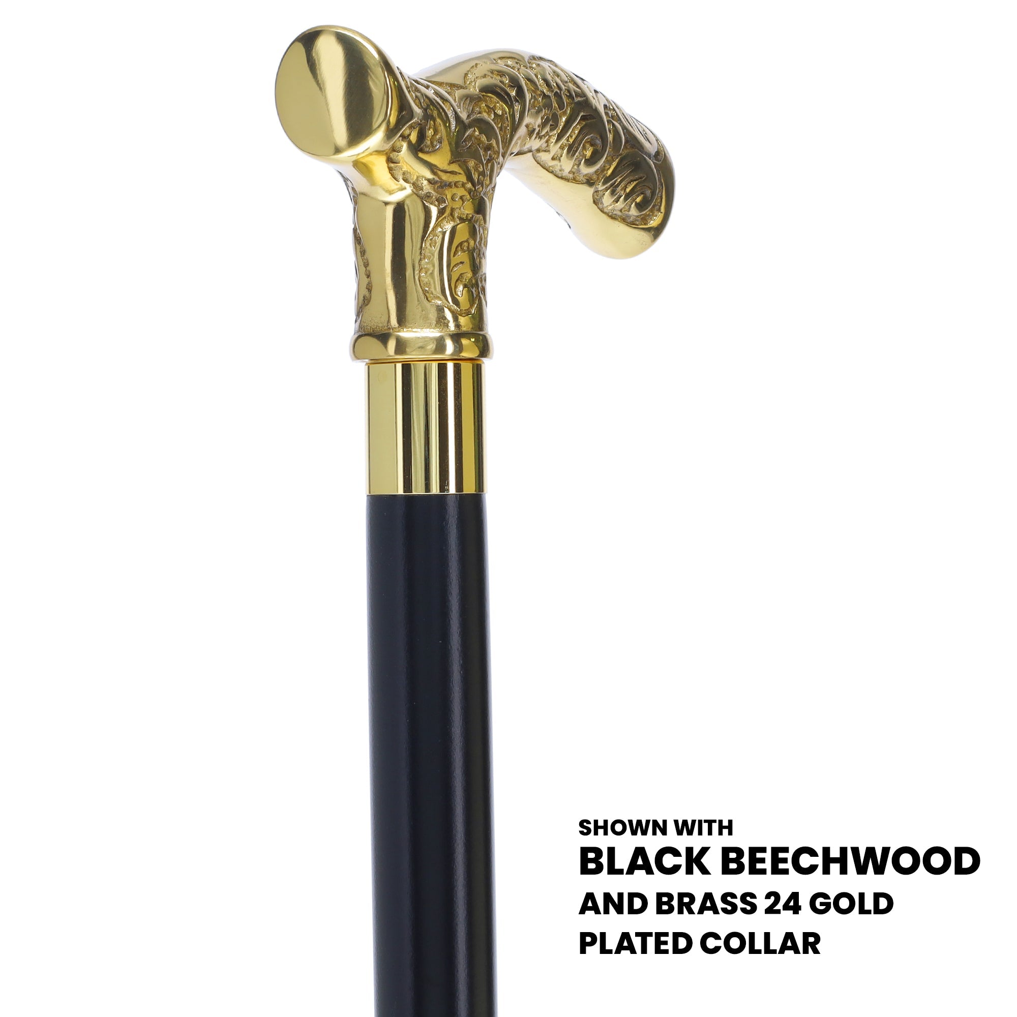 Premium Brass Fritz Handle Walking Cane with Custom Shaft & Collar V2292 - Scratch & Dent Discount - Ideal for Seniors, Hiking, and Mobility Support