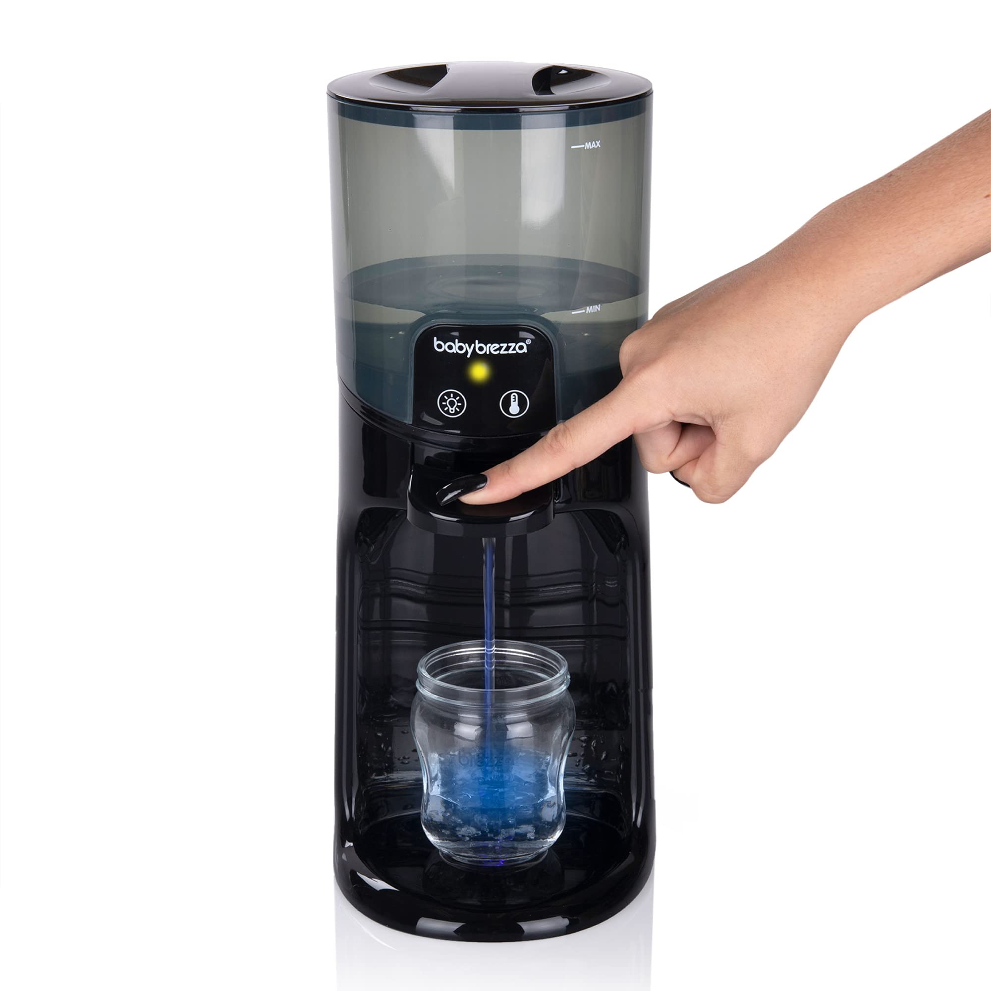 Baby Brezza Instant Warmer Advanced with LED Nightlight - Digital Baby Bottle Warmer for Formula & Breastmilk - Perfect Temperature Water Dispenser 24/7 - Ideal for Night Feedings & Travel - Black, 1.0 Count